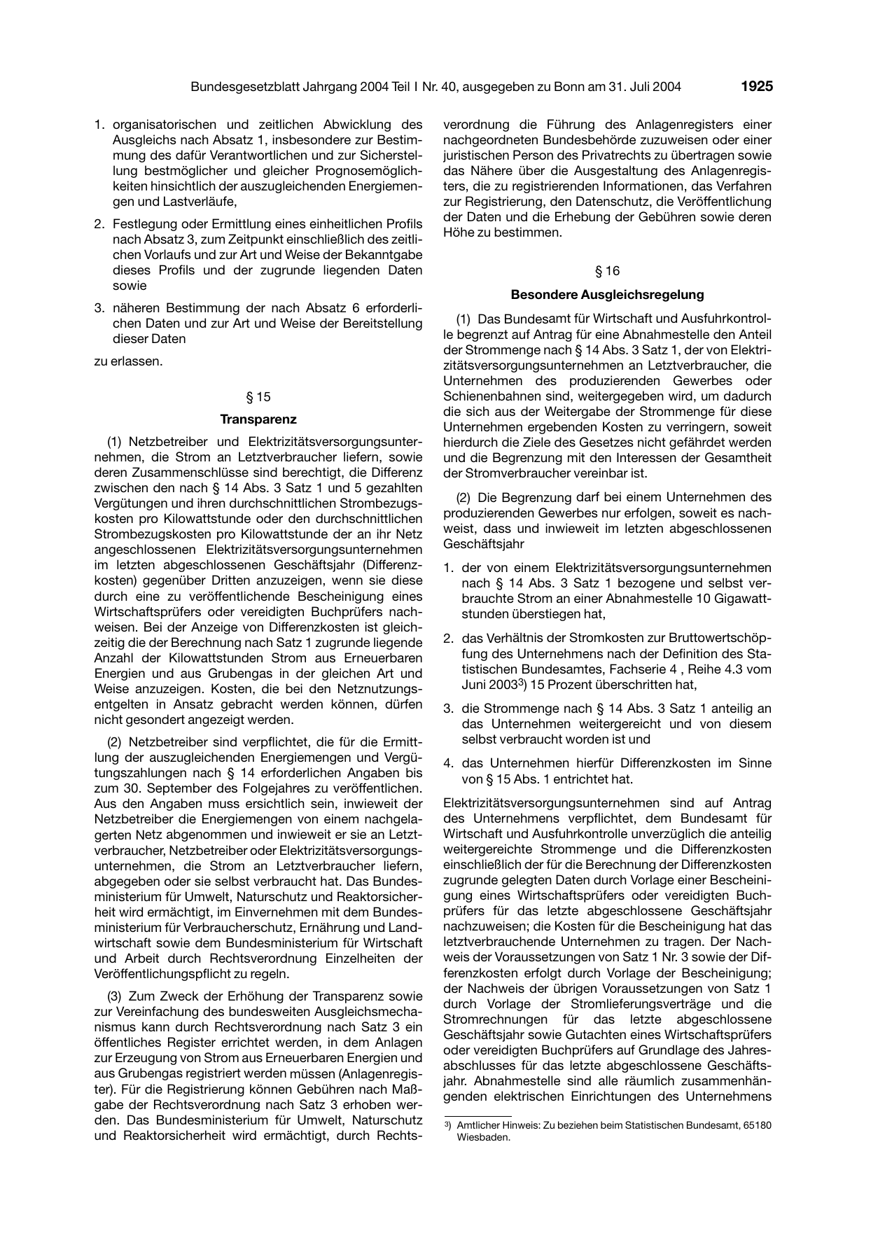 BGBl. 2004, Seite 1925 — Originalseite als Abbildung