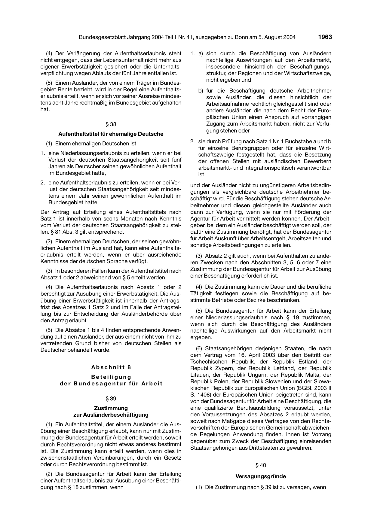 BGBl. 2004, Seite 1963 — Originalseite als Abbildung