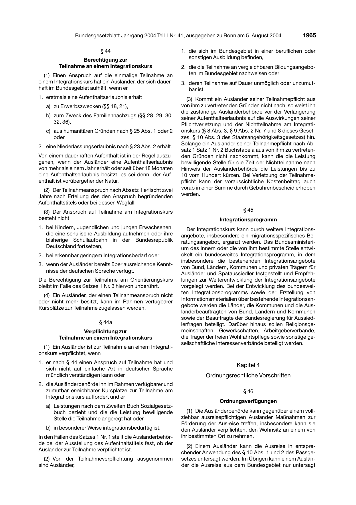 BGBl. 2004, Seite 1965 — Originalseite als Abbildung