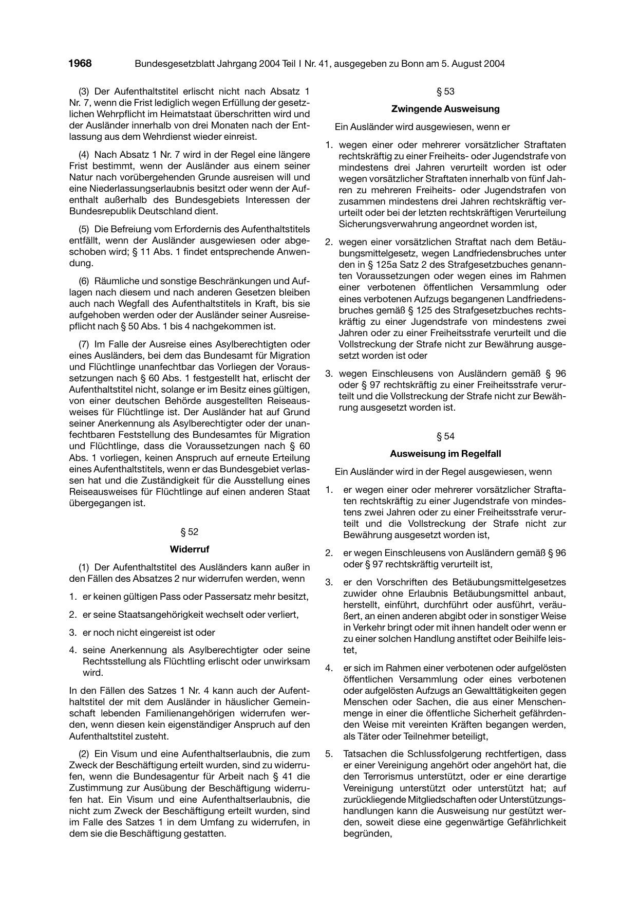 BGBl. 2004, Seite 1968 — Originalseite als Abbildung