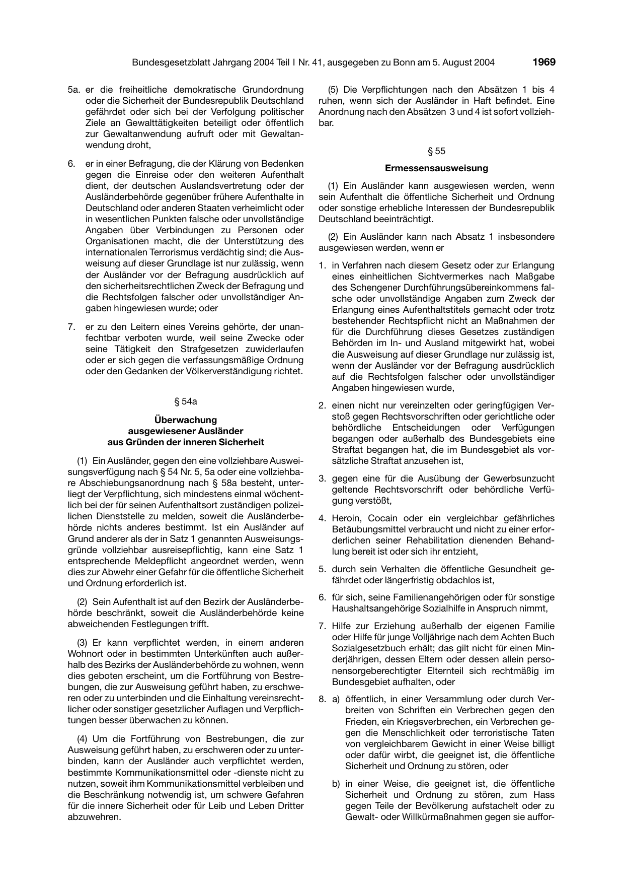 BGBl. 2004, Seite 1969 — Originalseite als Abbildung
