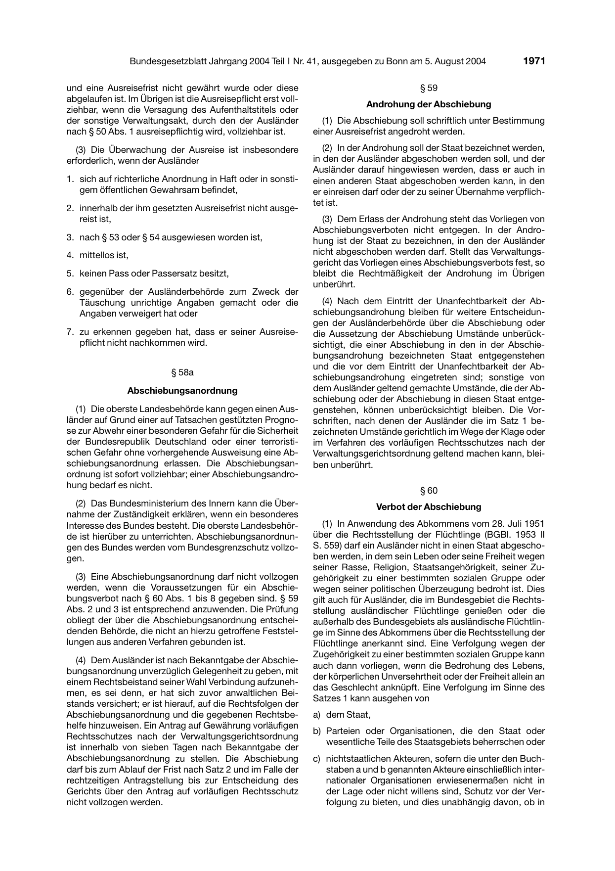 BGBl. 2004, Seite 1971 — Originalseite als Abbildung