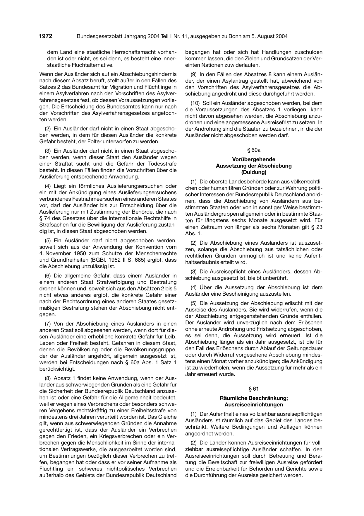 BGBl. 2004, Seite 1972 — Originalseite als Abbildung