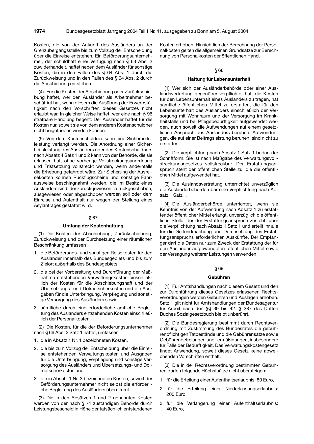 BGBl. 2004, Seite 1974 — Originalseite als Abbildung
