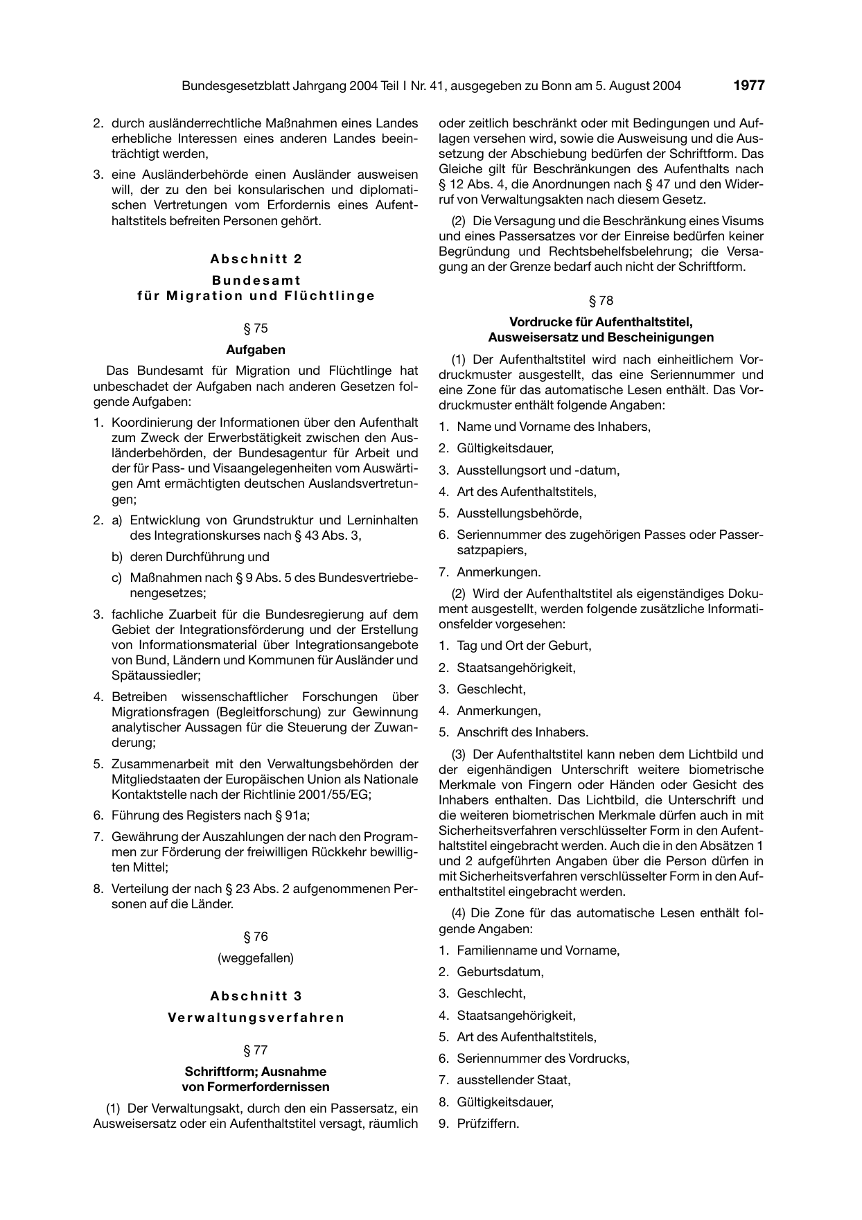 BGBl. 2004, Seite 1977 — Originalseite als Abbildung