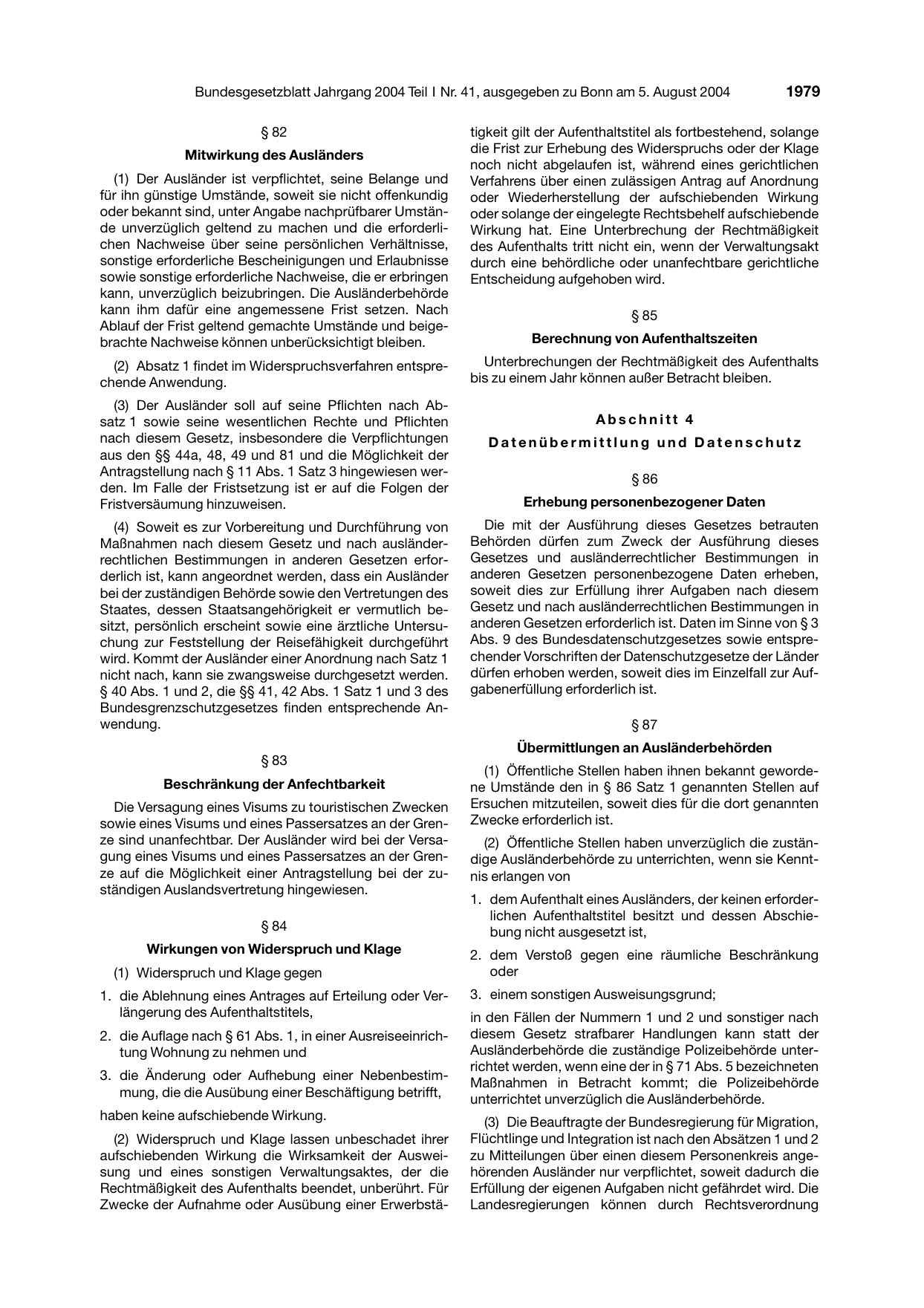BGBl. 2004, Seite 1979 — Originalseite als Abbildung