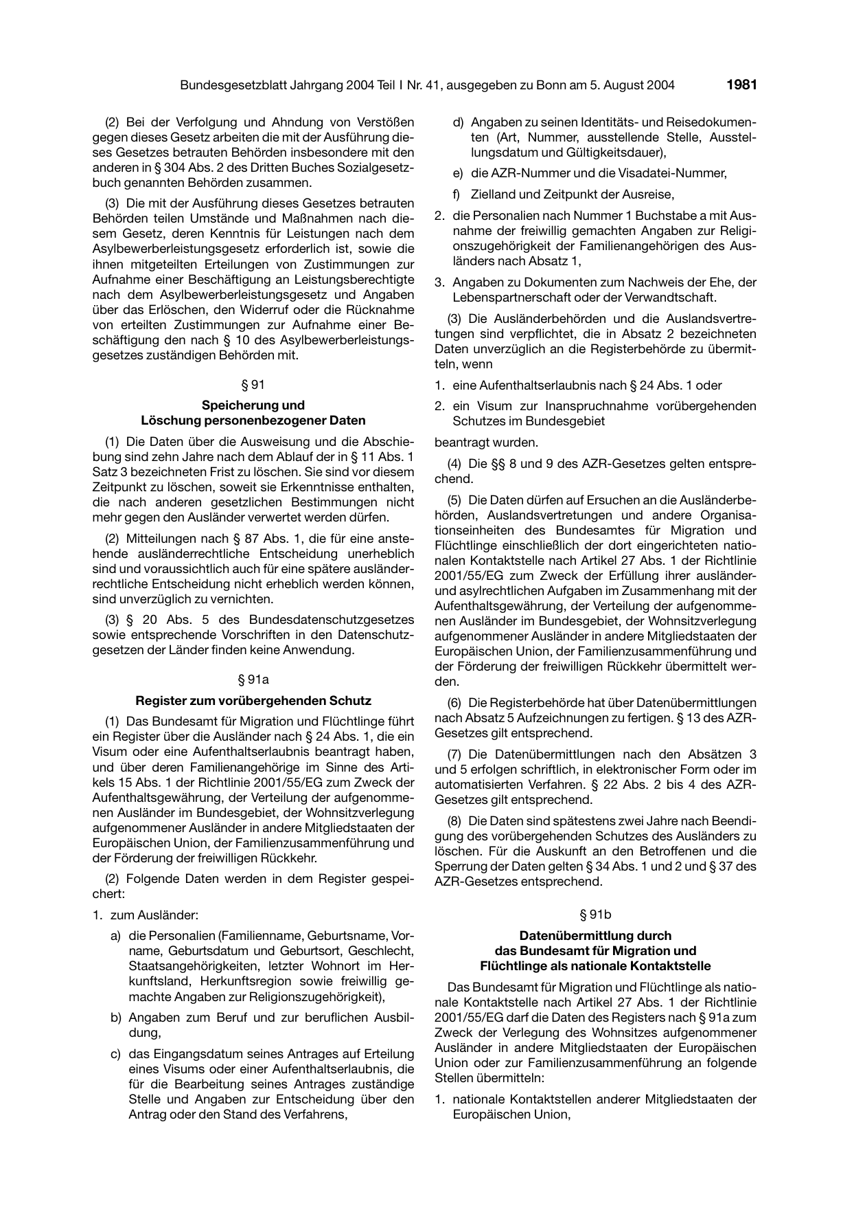 BGBl. 2004, Seite 1981 — Originalseite als Abbildung