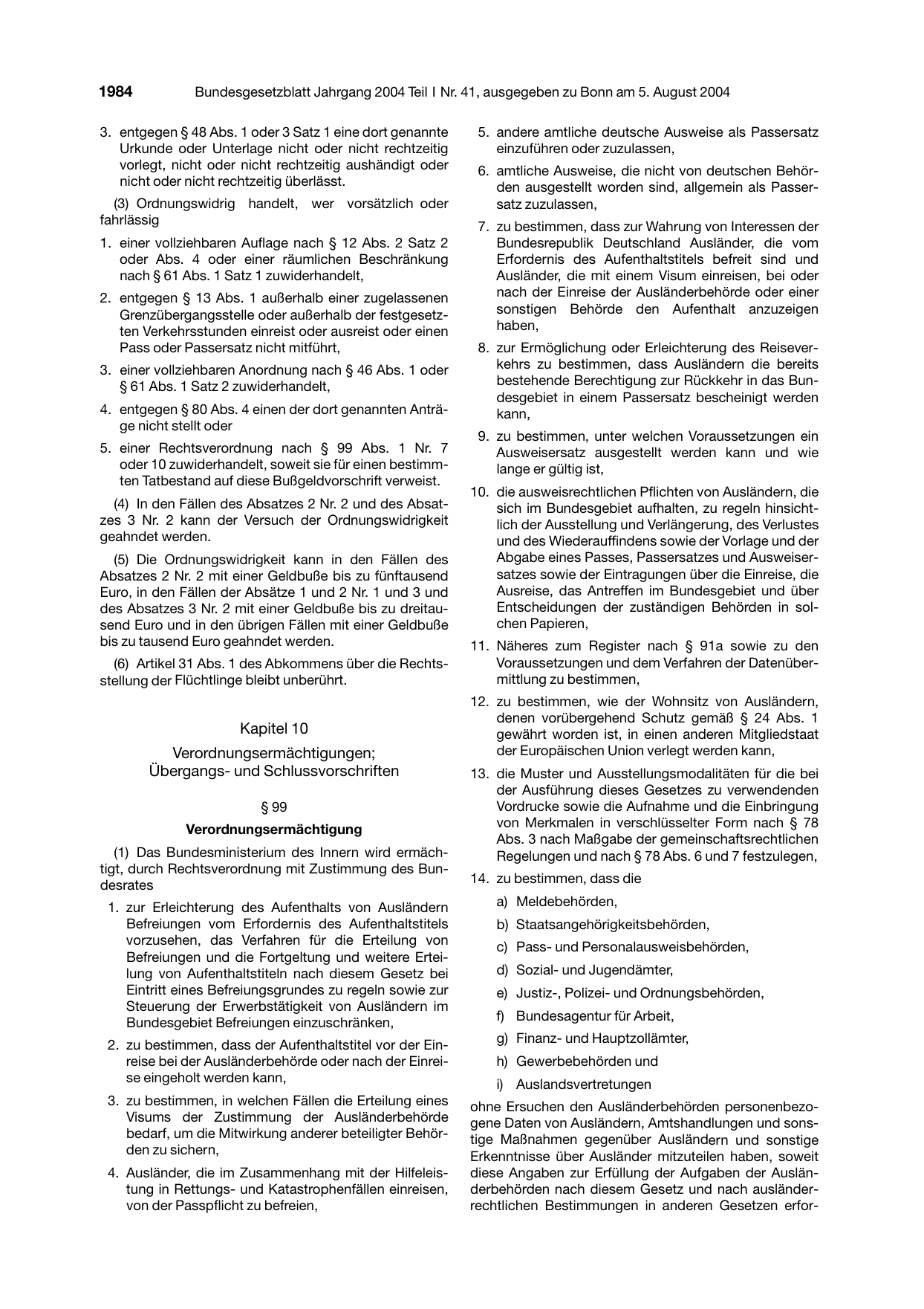 BGBl. 2004, Seite 1984 — Originalseite als Abbildung