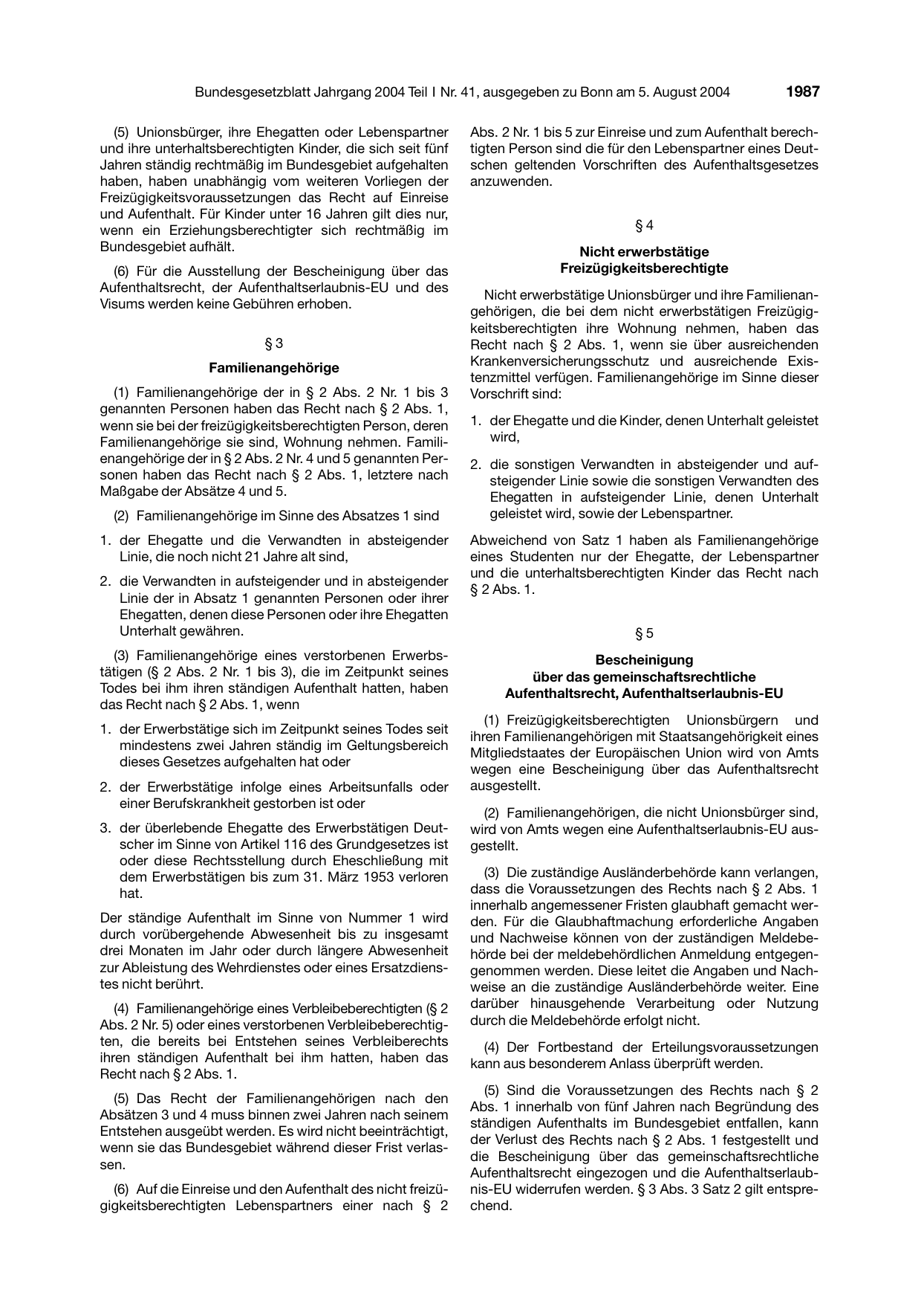 BGBl. 2004, Seite 1987 — Originalseite als Abbildung