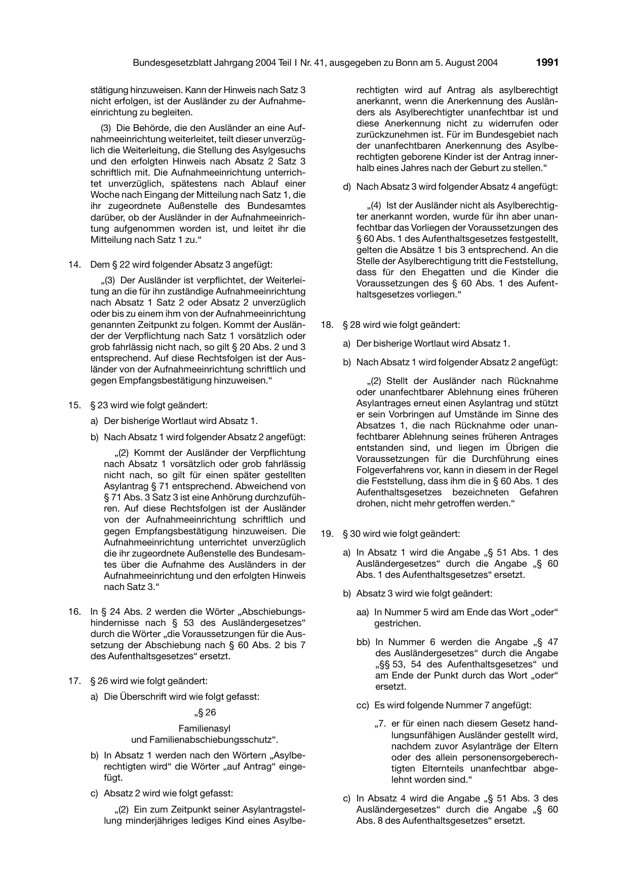 BGBl. 2004, Seite 1991 — Originalseite als Abbildung