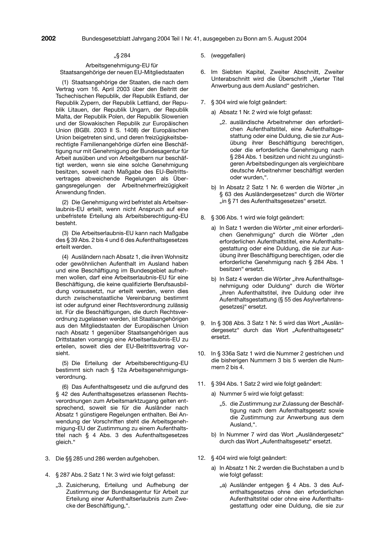 BGBl. 2004, Seite 2002 — Originalseite als Abbildung