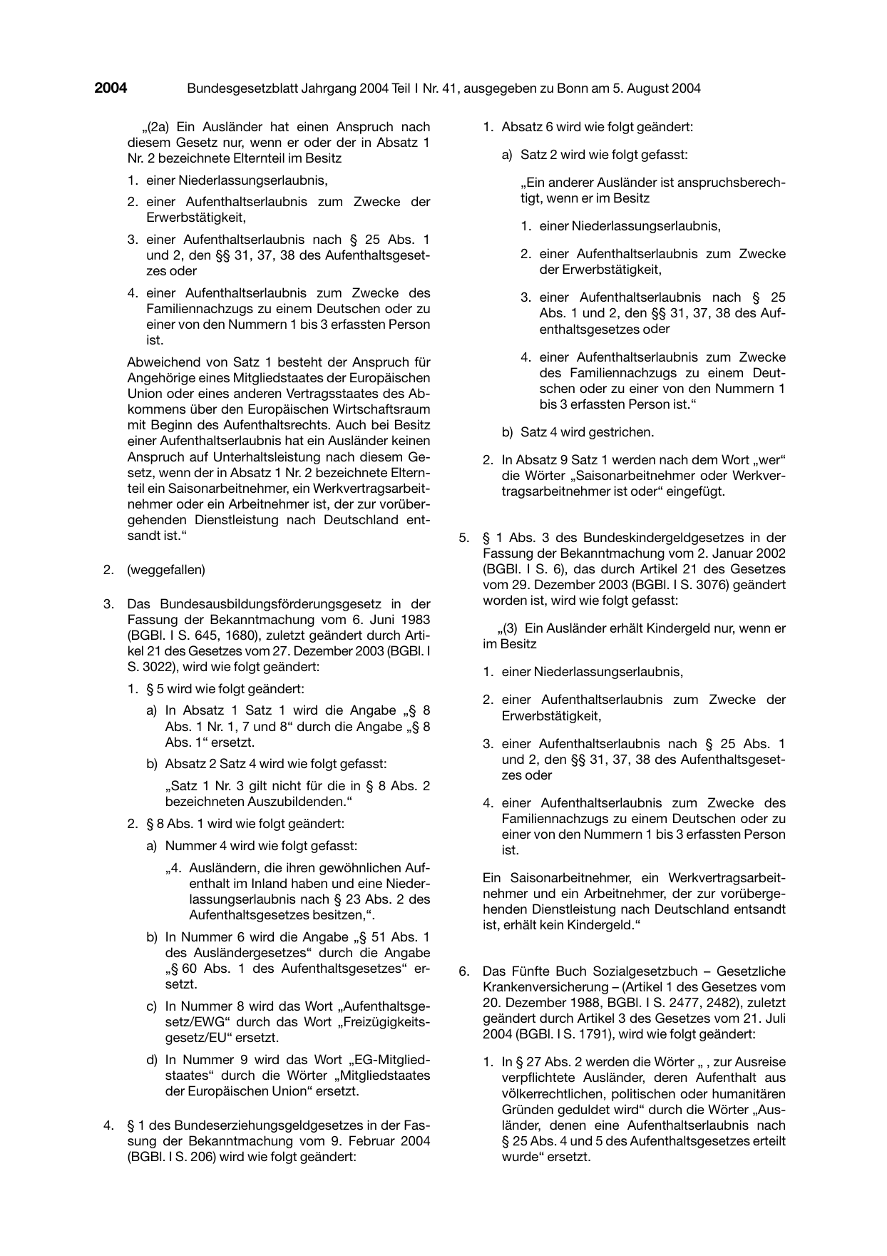 BGBl. 2004, Seite 2004 — Originalseite als Abbildung
