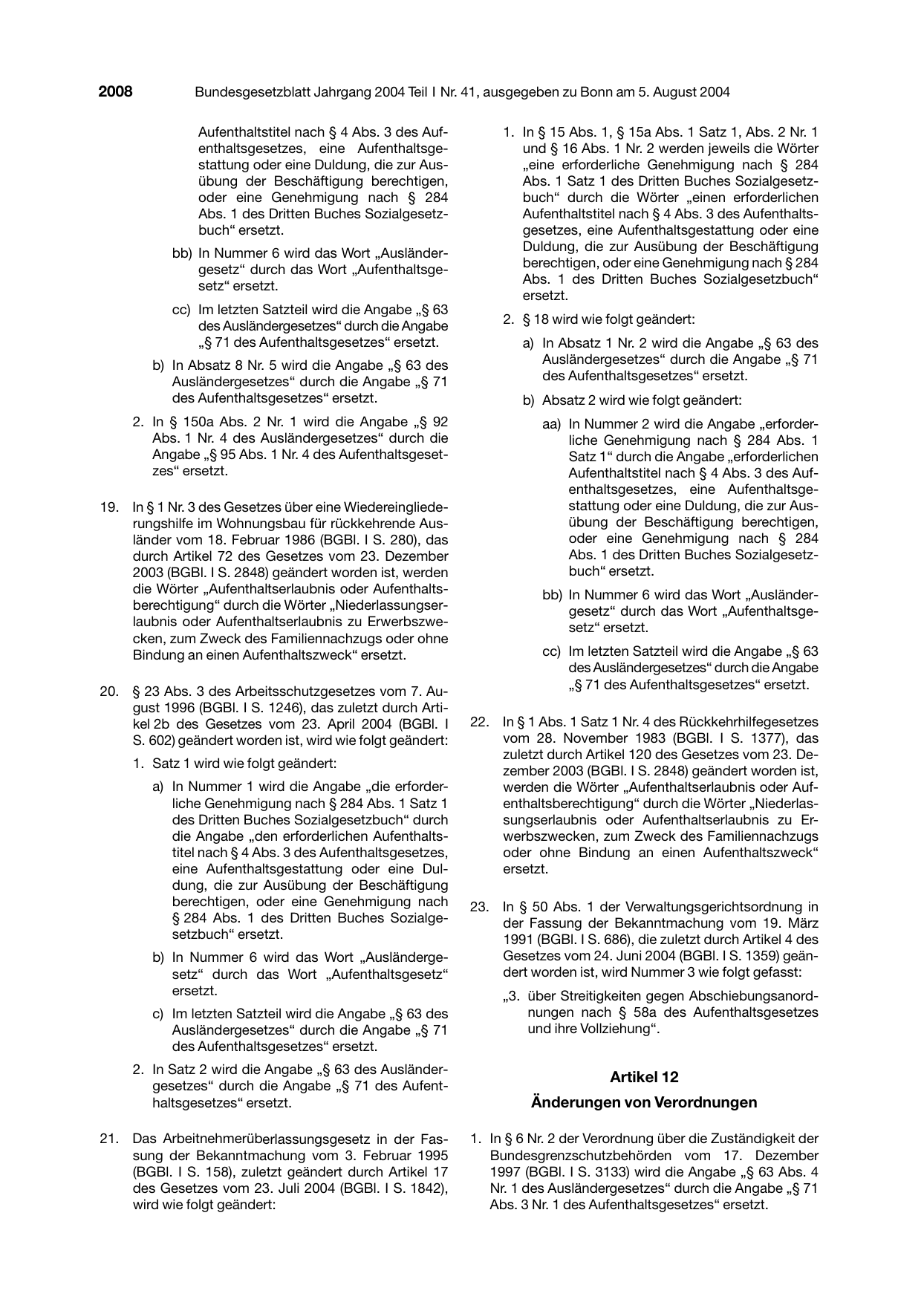BGBl. 2004, Seite 2008 — Originalseite als Abbildung
