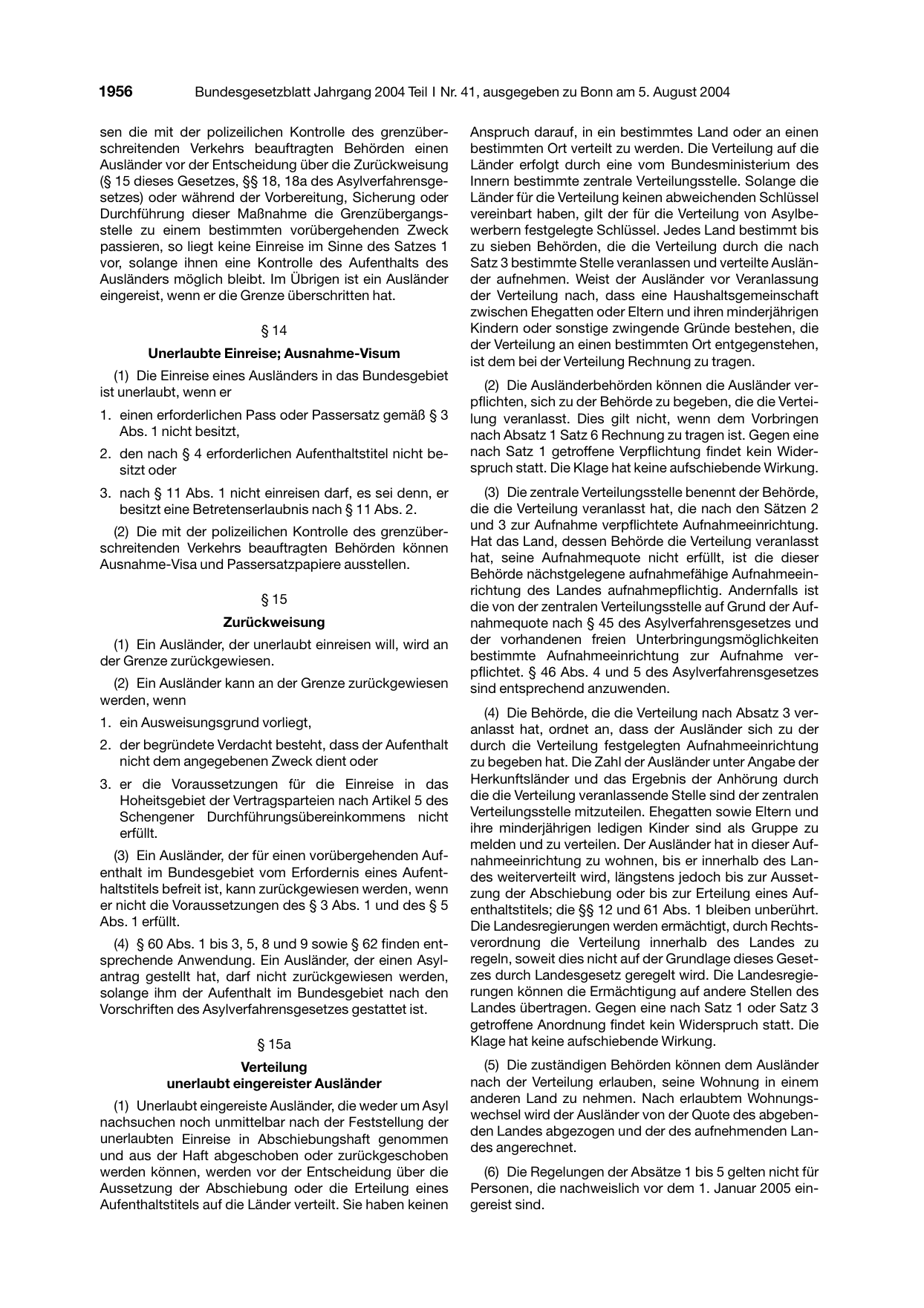 BGBl. 2004, Seite 1956 — Originalseite als Abbildung