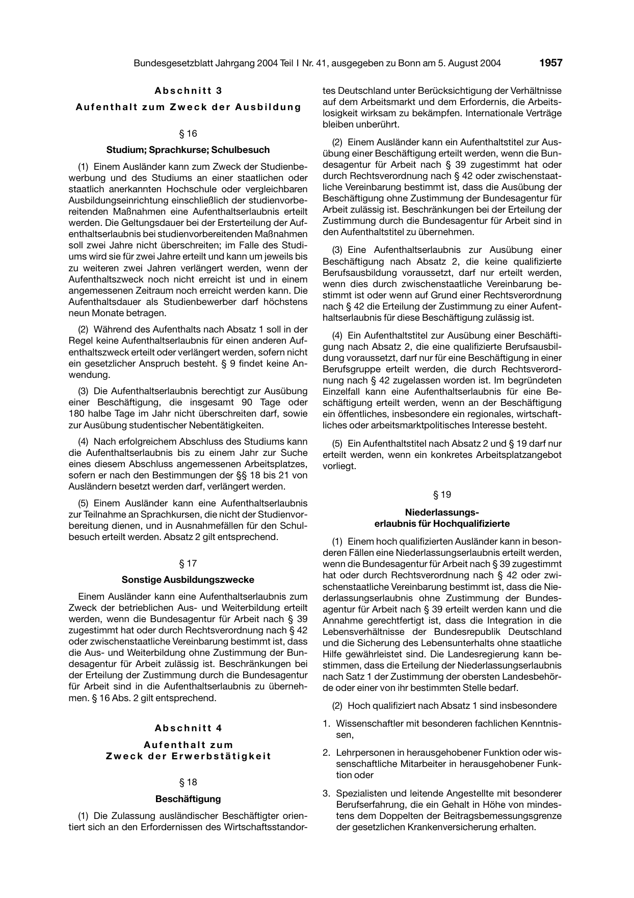 BGBl. 2004, Seite 1957 — Originalseite als Abbildung