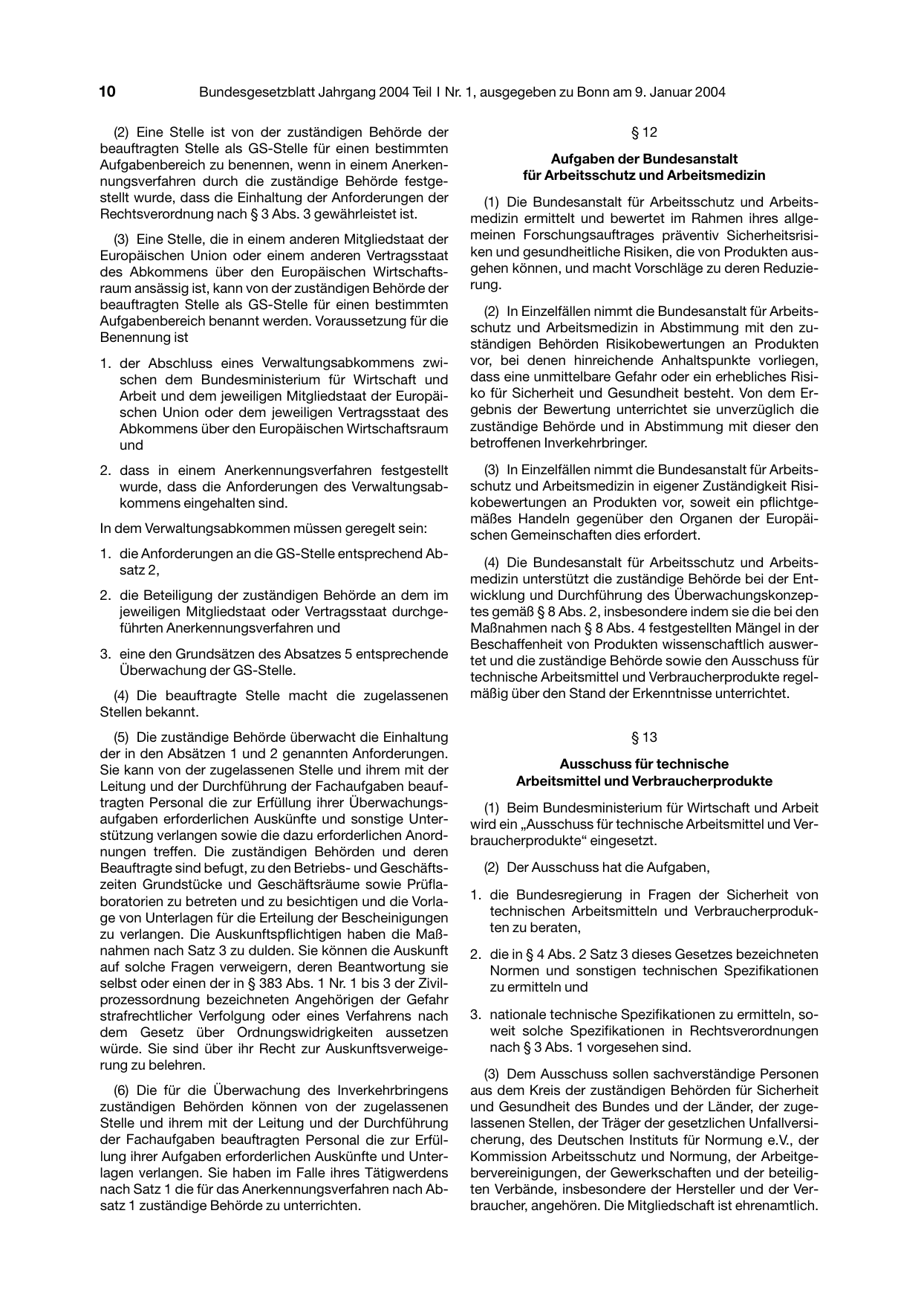 BGBl. 2004, Seite 10 — Originalseite als Abbildung