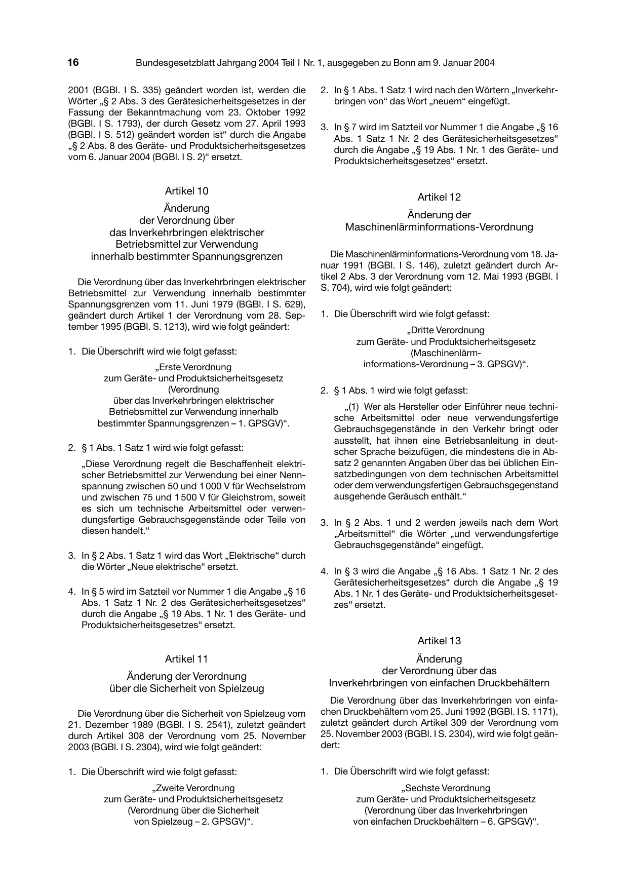 BGBl. 2004, Seite 16 — Originalseite als Abbildung