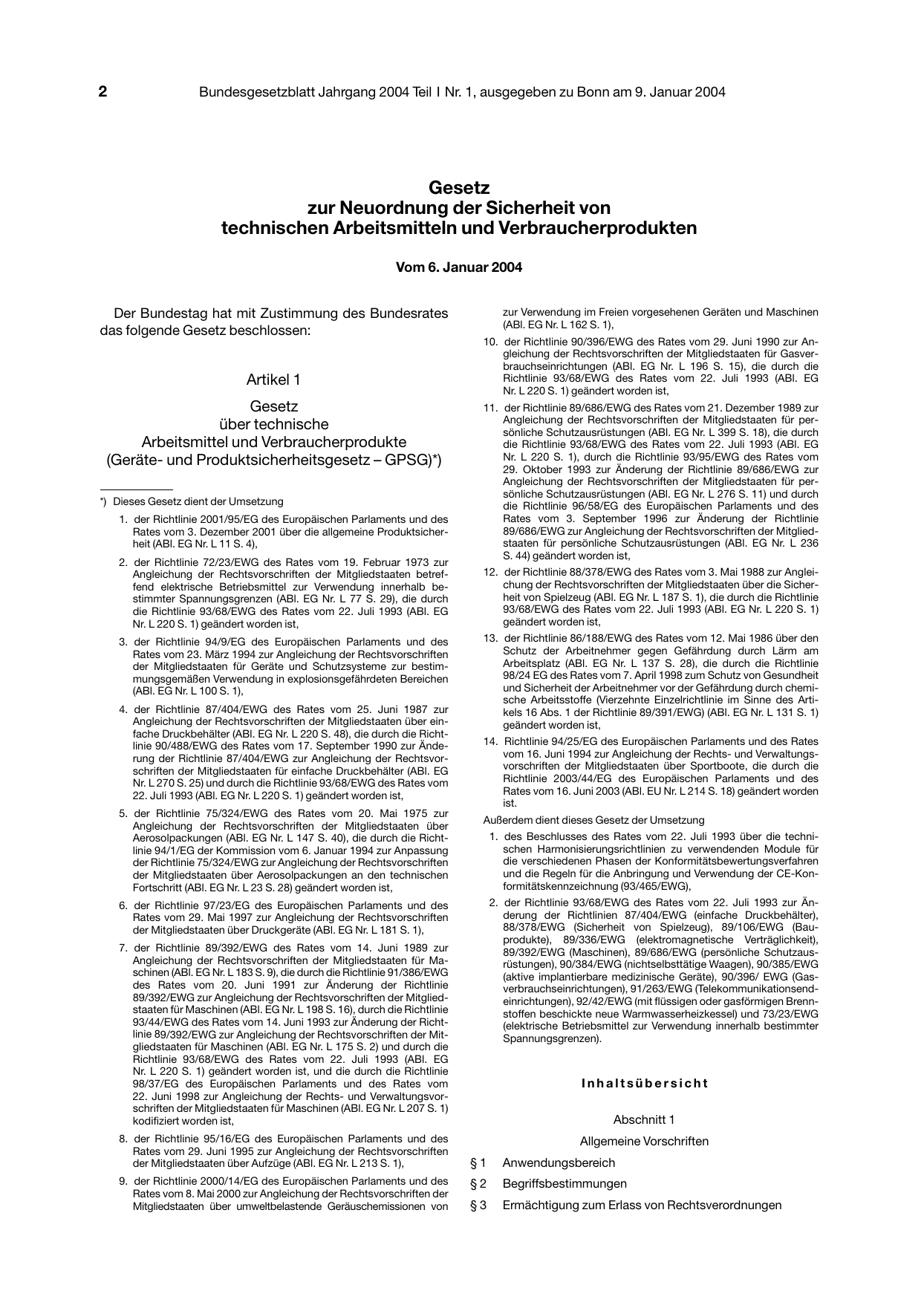 BGBl. 2004, Seite 2 — Originalseite als Abbildung