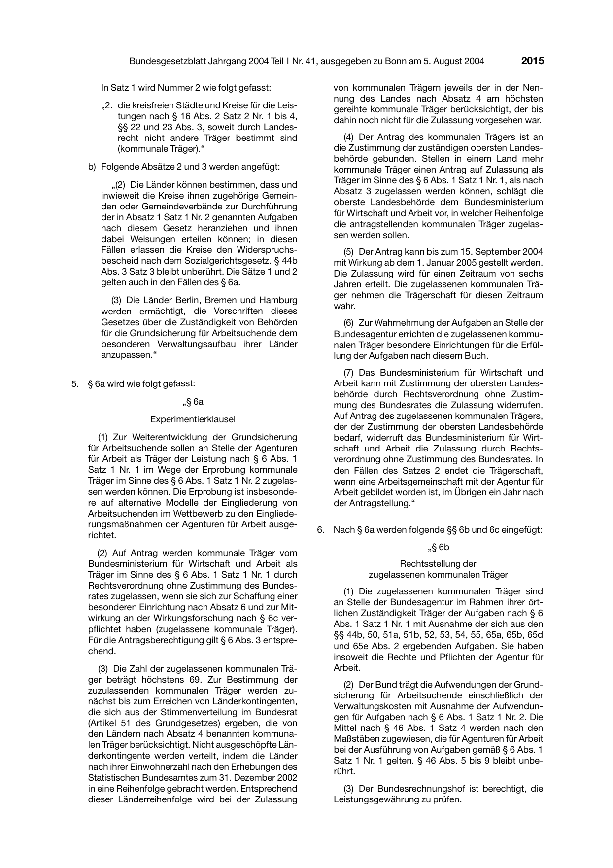 BGBl. 2004, Seite 2015 — Originalseite als Abbildung