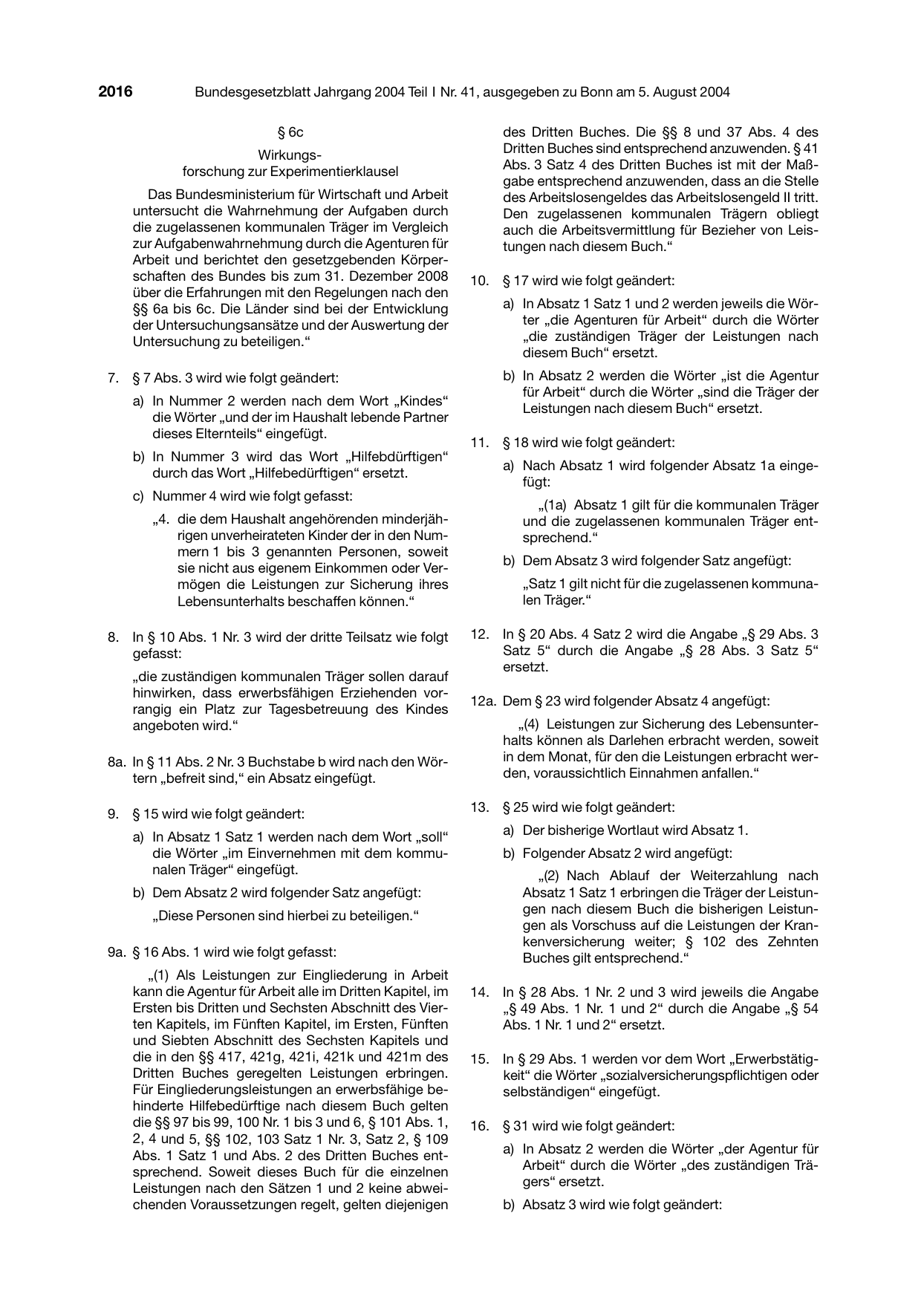BGBl. 2004, Seite 2016 — Originalseite als Abbildung