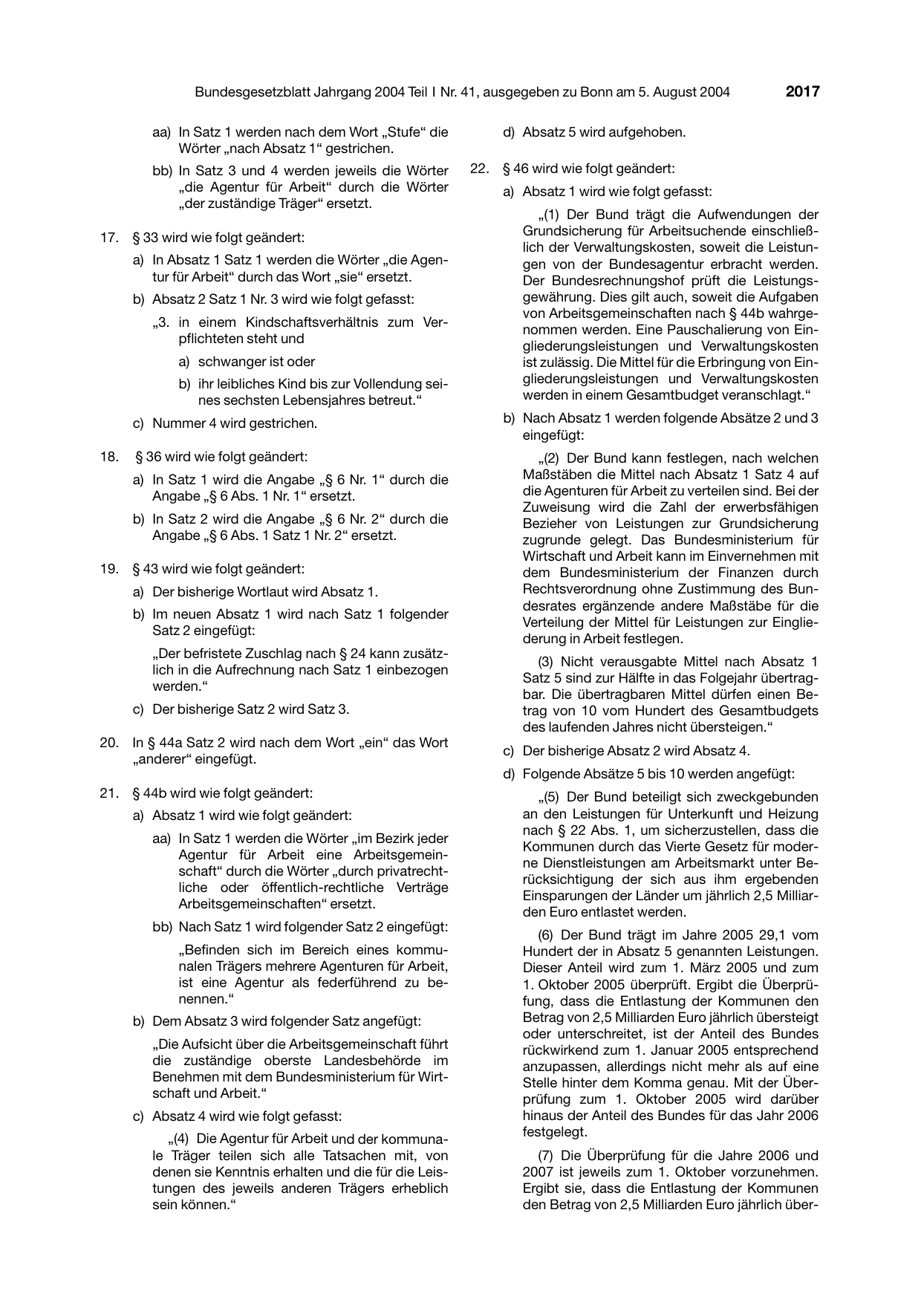 BGBl. 2004, Seite 2017 — Originalseite als Abbildung