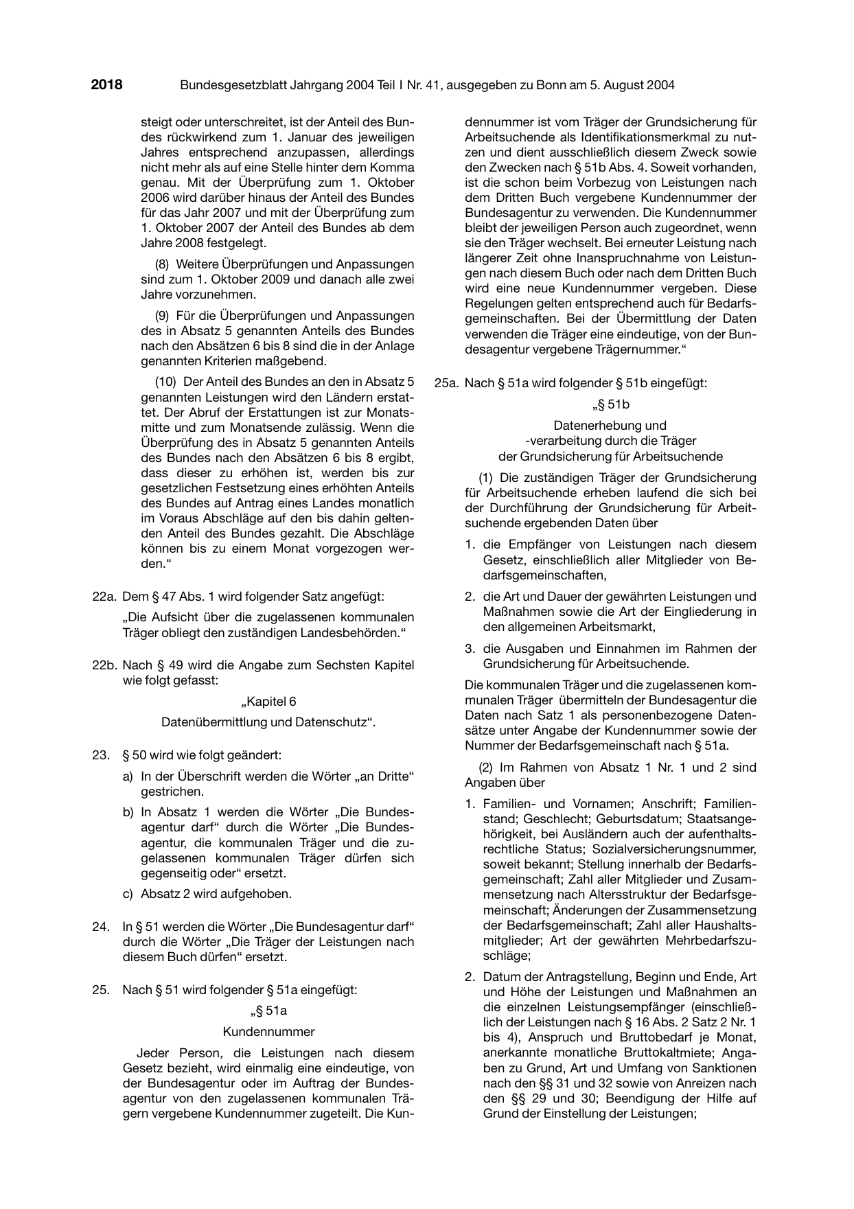 BGBl. 2004, Seite 2018 — Originalseite als Abbildung