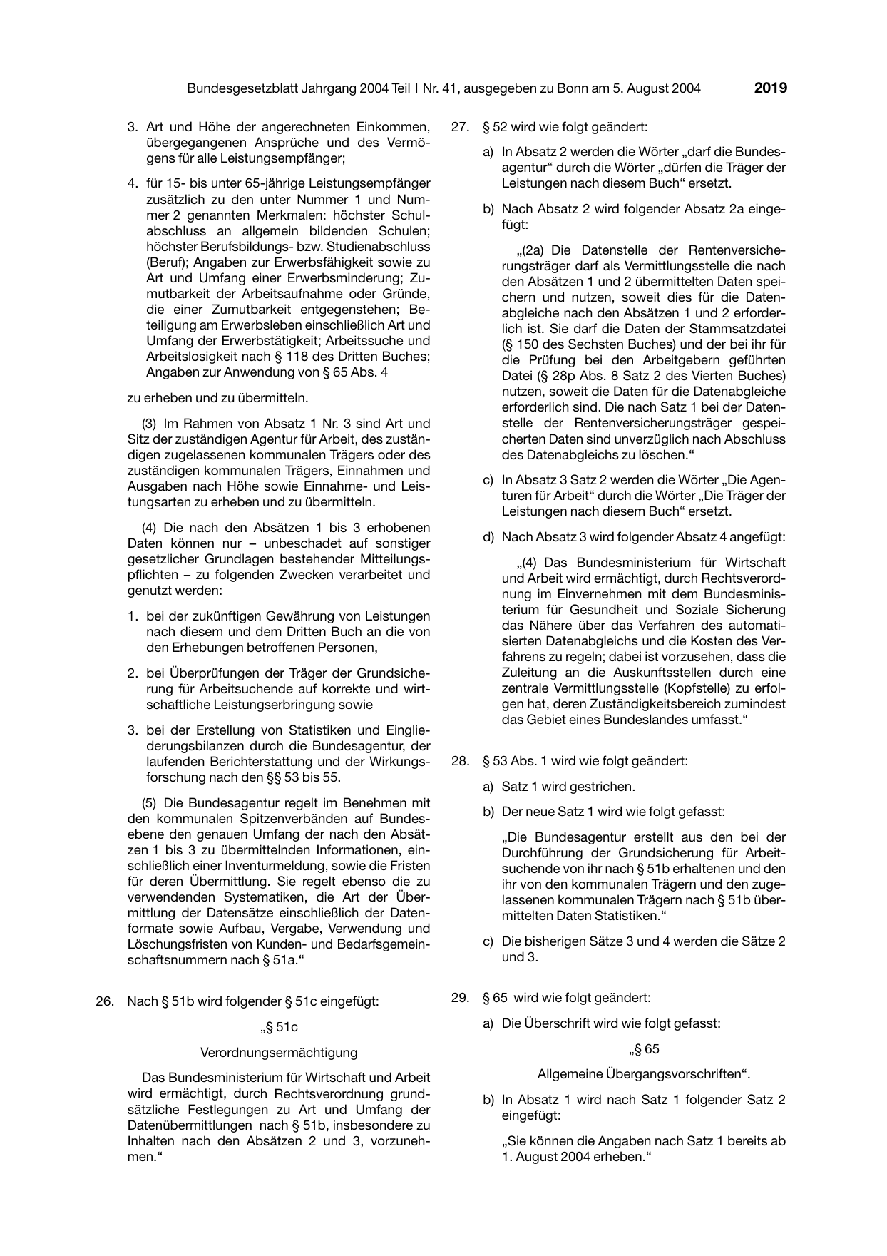 BGBl. 2004, Seite 2019 — Originalseite als Abbildung