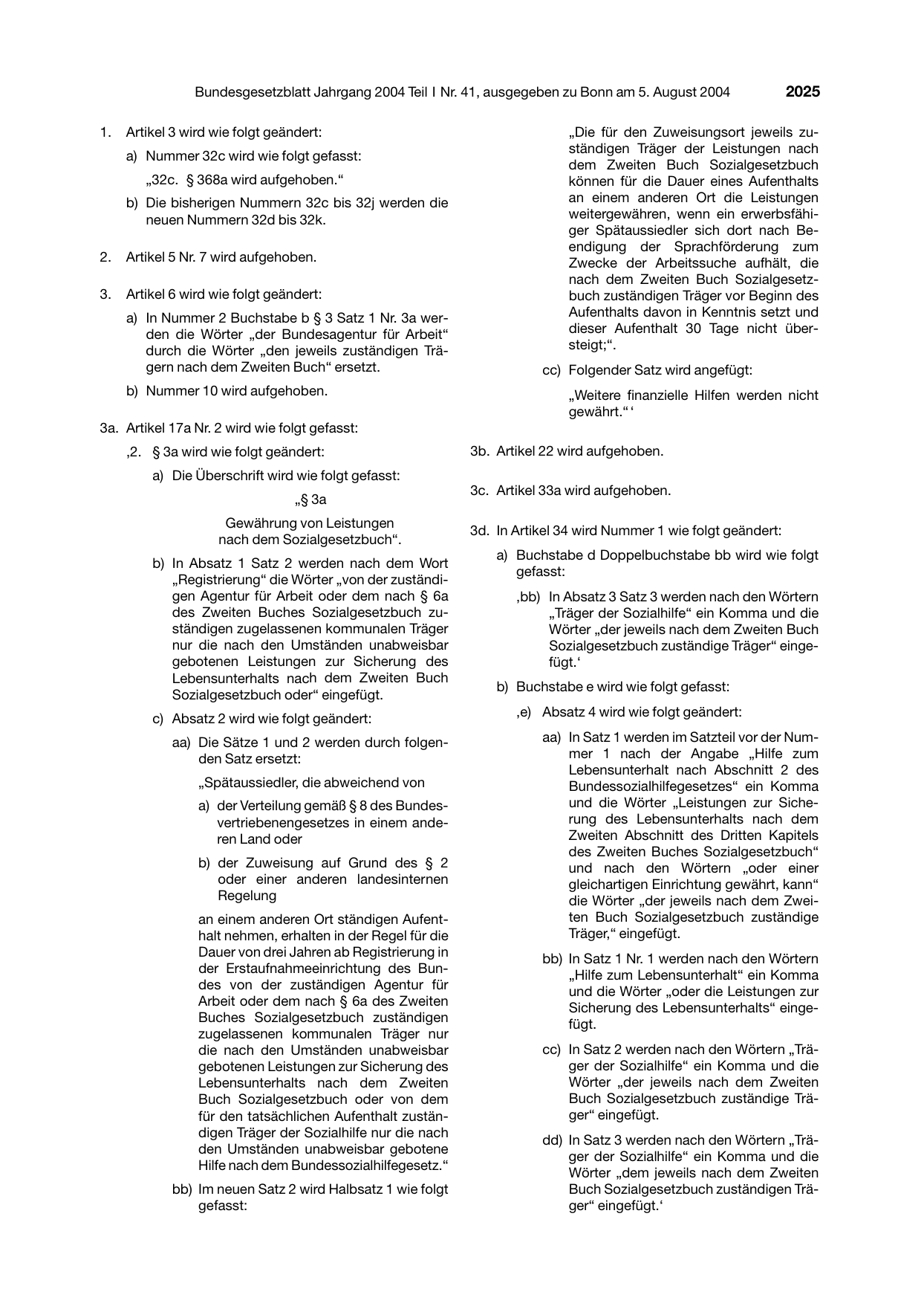 BGBl. 2004, Seite 2025 — Originalseite als Abbildung