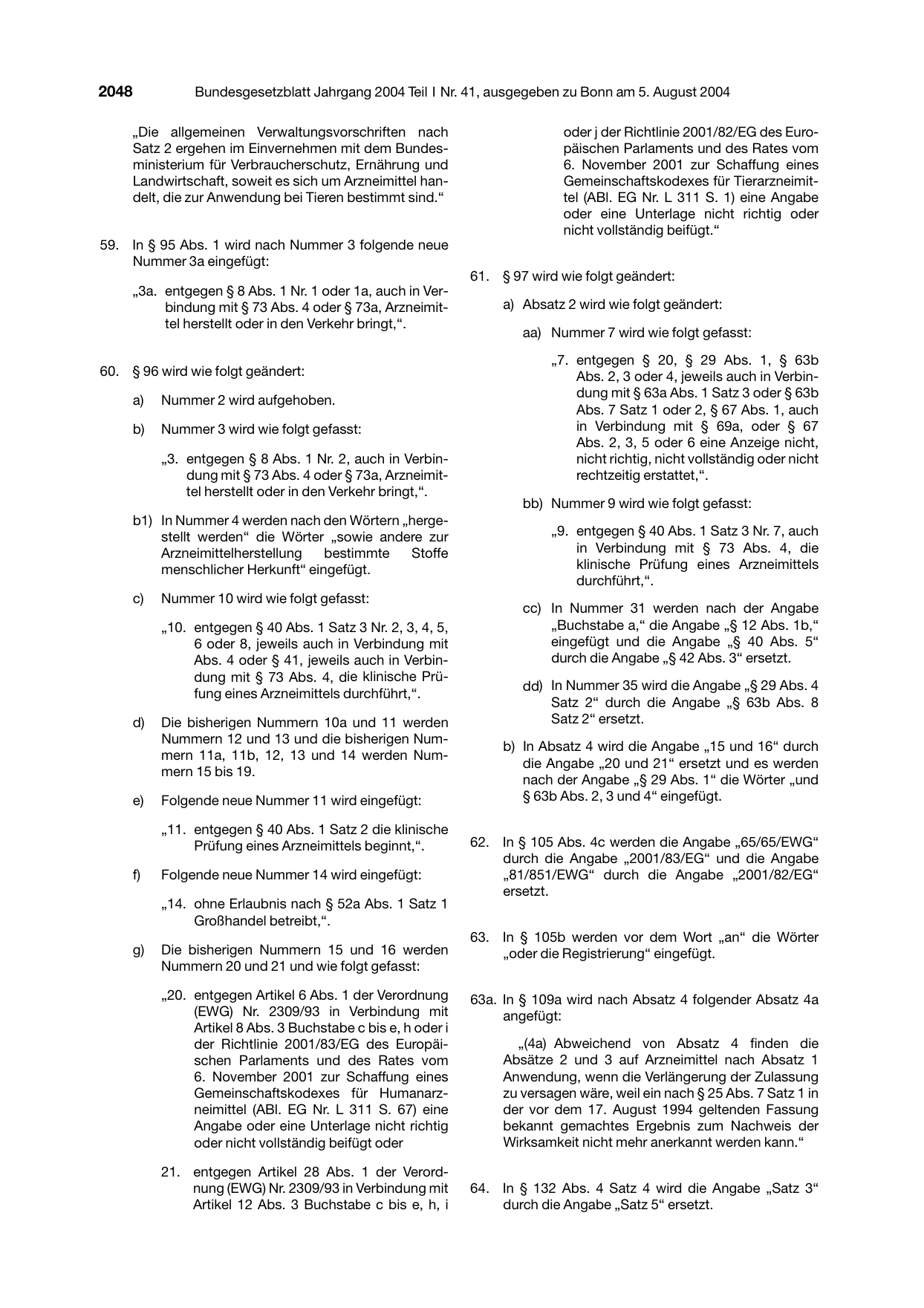 BGBl. 2004, Seite 2048 — Originalseite als Abbildung