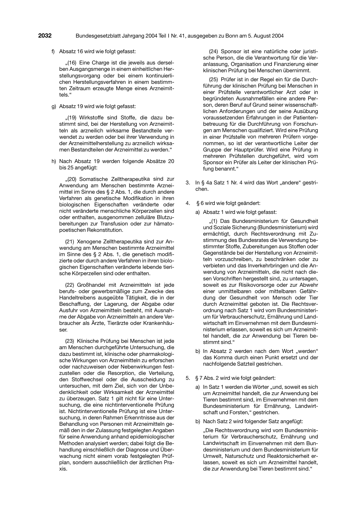 BGBl. 2004, Seite 2032 — Originalseite als Abbildung