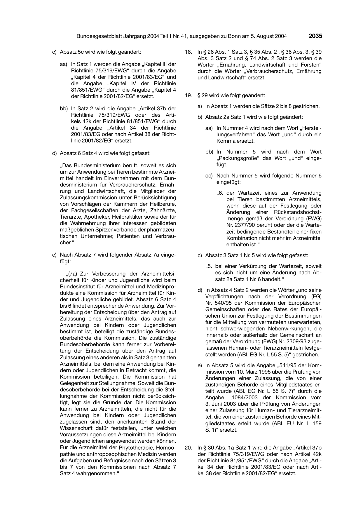 BGBl. 2004, Seite 2035 — Originalseite als Abbildung