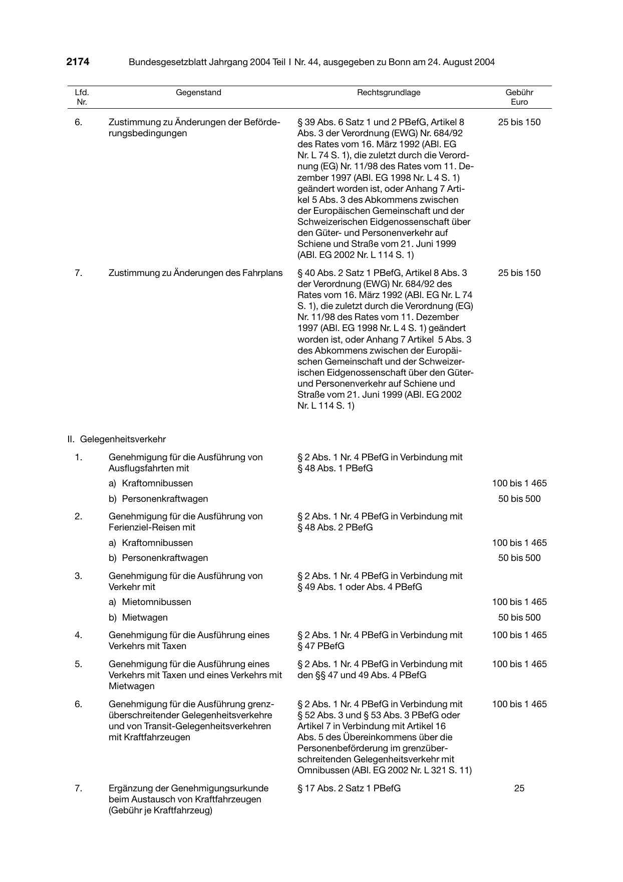 BGBl. 2004, Seite 2174 — Originalseite als Abbildung