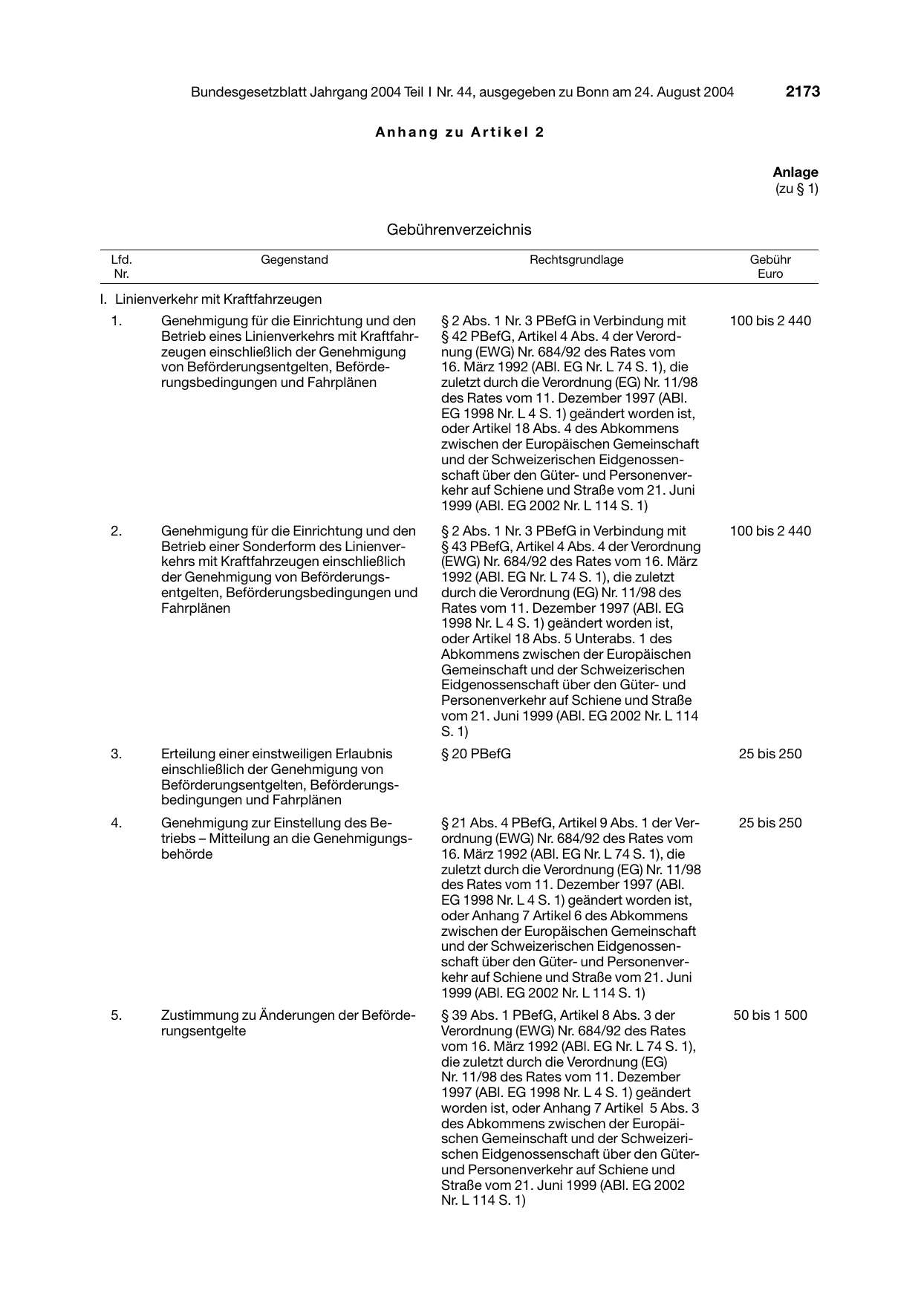 BGBl. 2004, Seite 2173 — Originalseite als Abbildung