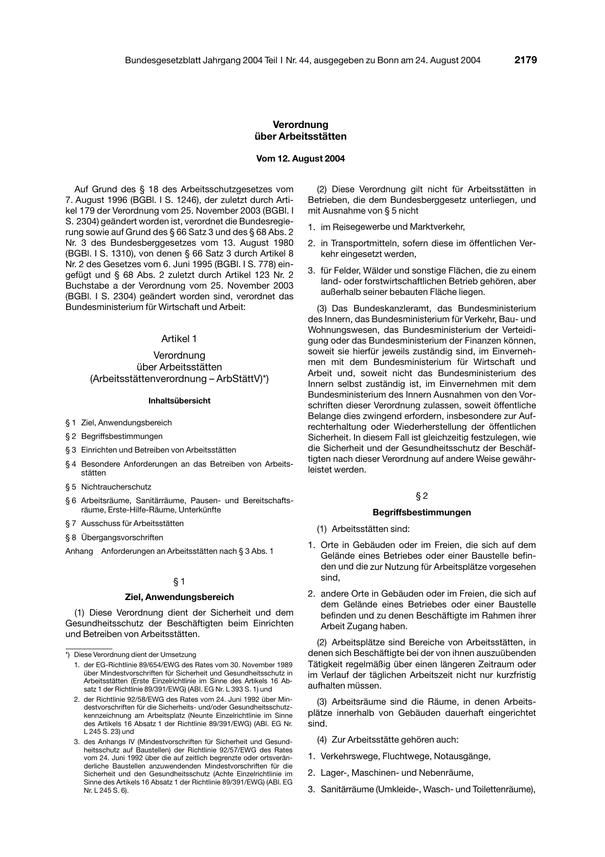 BGBl. 2004, Seite 2179 — Originalseite als Abbildung