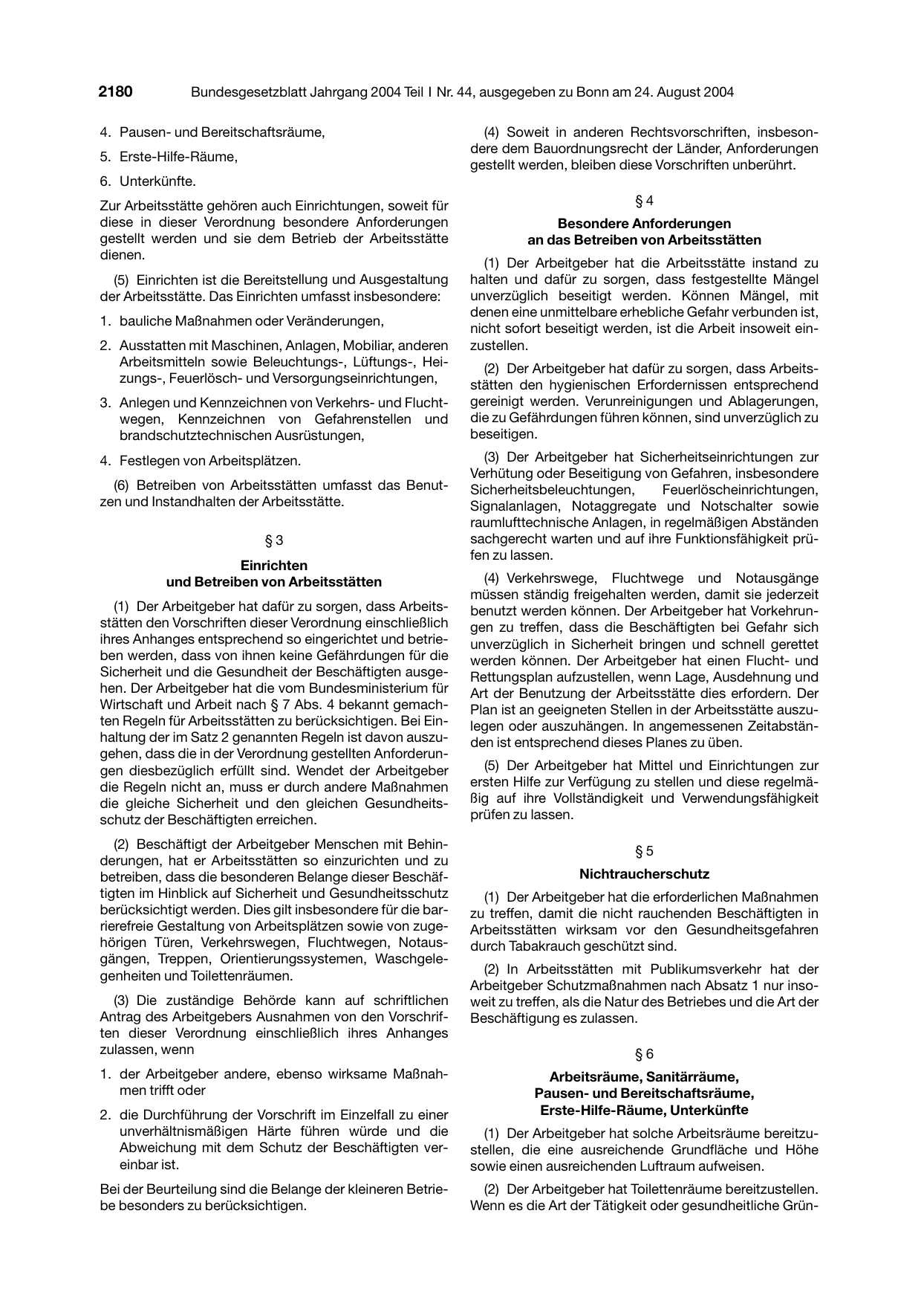 BGBl. 2004, Seite 2180 — Originalseite als Abbildung