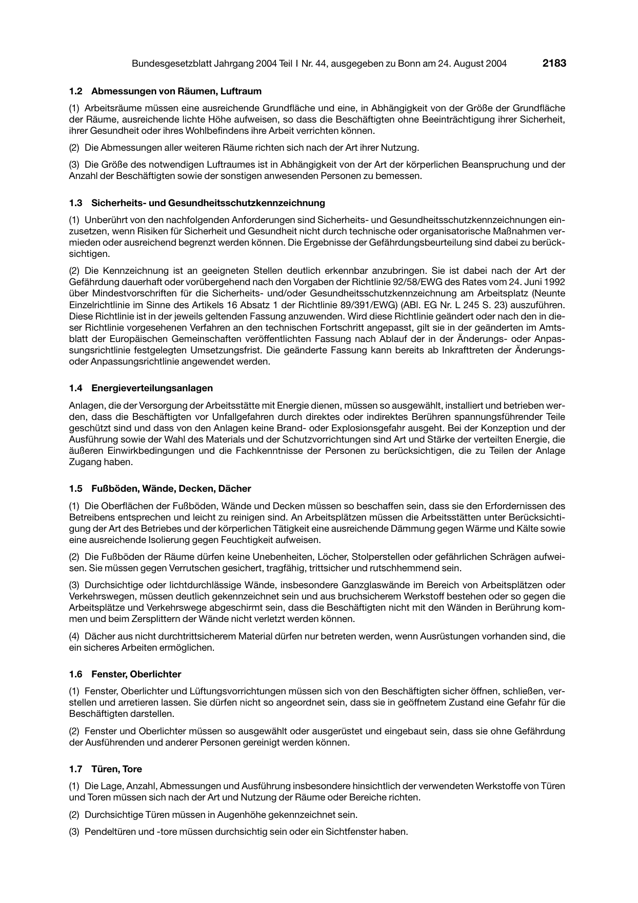BGBl. 2004, Seite 2183 — Originalseite als Abbildung