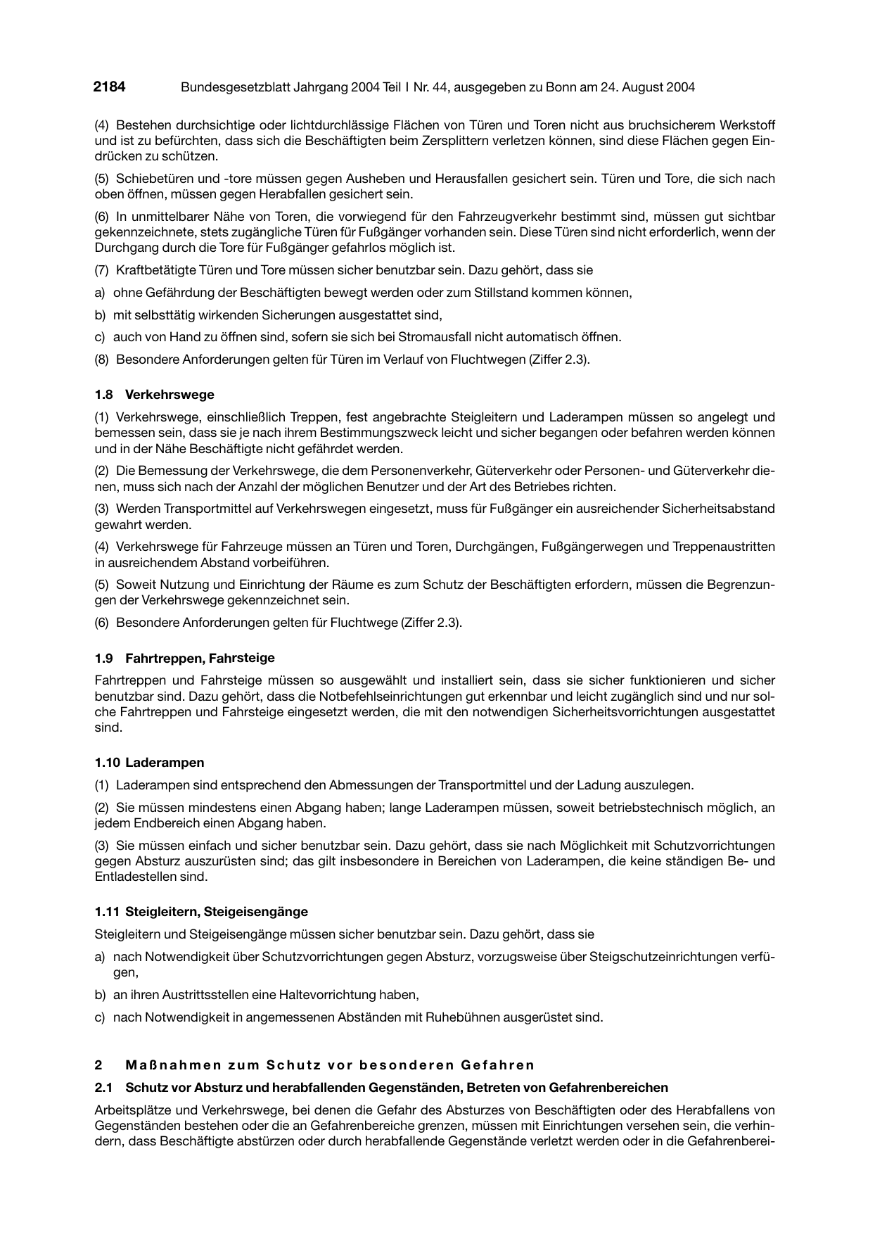 BGBl. 2004, Seite 2184 — Originalseite als Abbildung