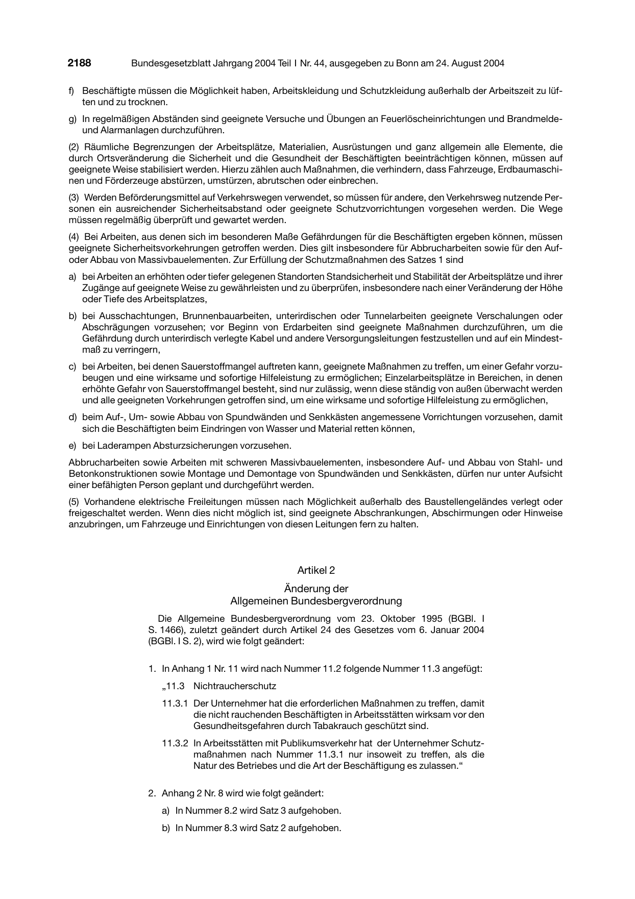 BGBl. 2004, Seite 2188 — Originalseite als Abbildung