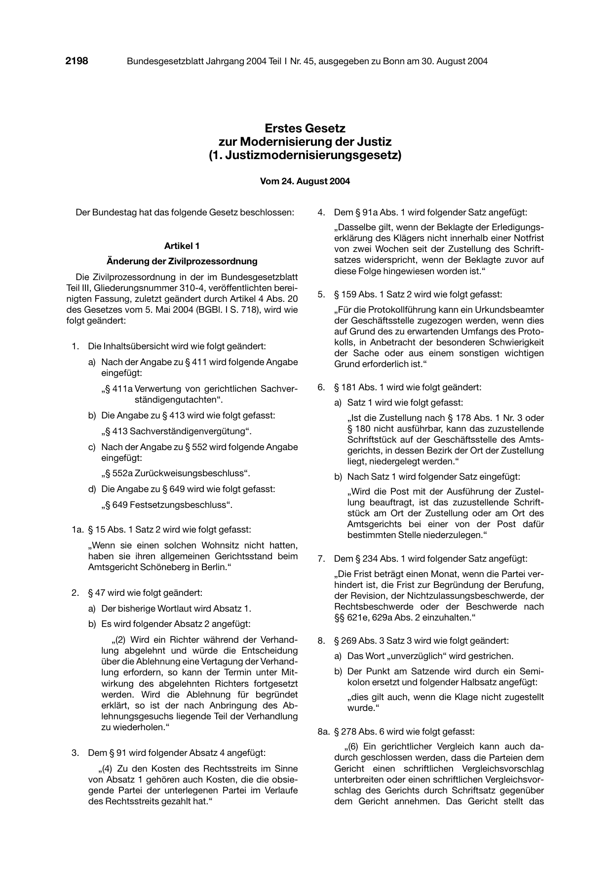 BGBl. 2004, Seite 2198 — Originalseite als Abbildung