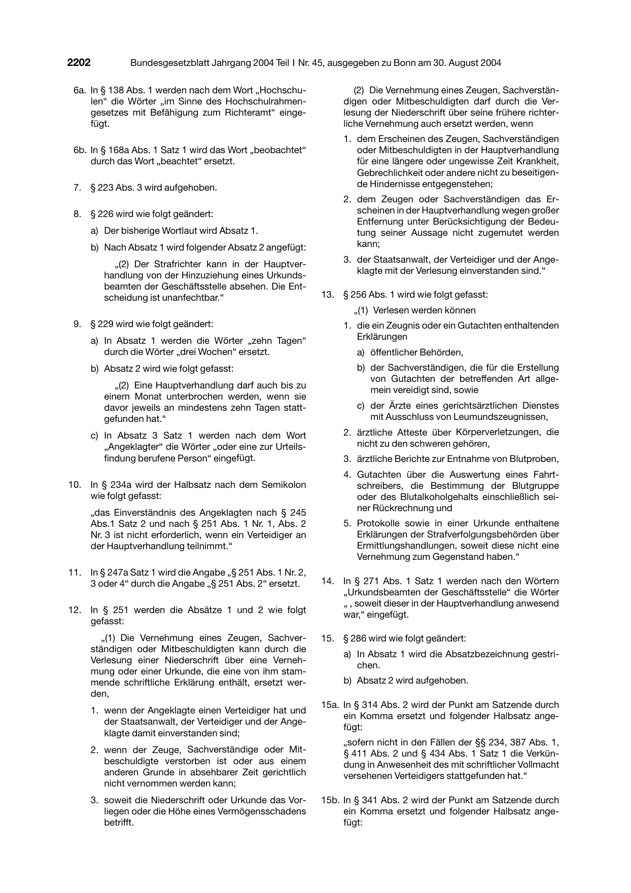 BGBl. 2004, Seite 2202 — Originalseite als Abbildung