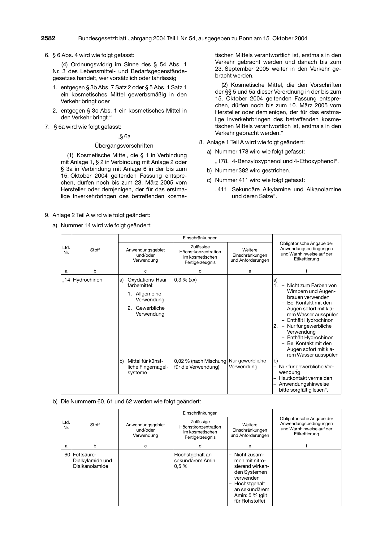 BGBl. 2004, Seite 2582 — Originalseite als Abbildung