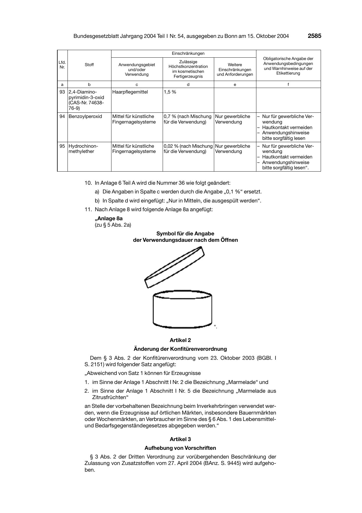 BGBl. 2004, Seite 2585 — Originalseite als Abbildung