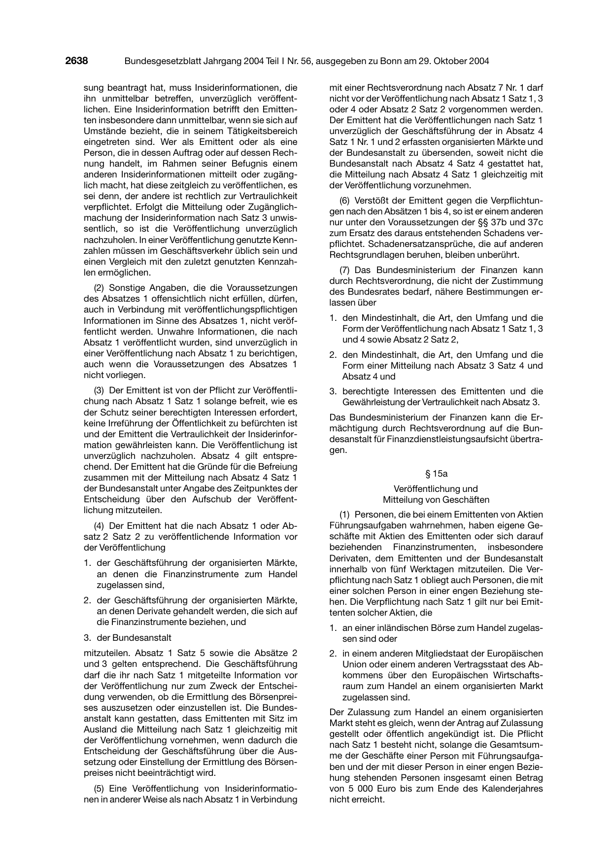 BGBl. 2004, Seite 2638 — Originalseite als Abbildung