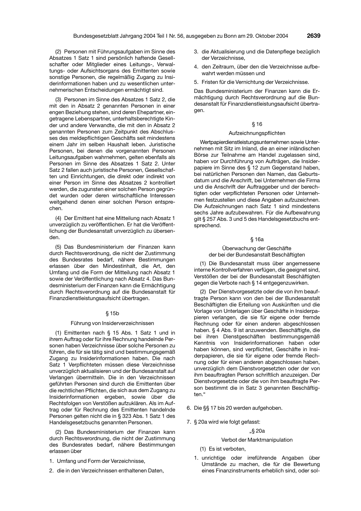 BGBl. 2004, Seite 2639 — Originalseite als Abbildung