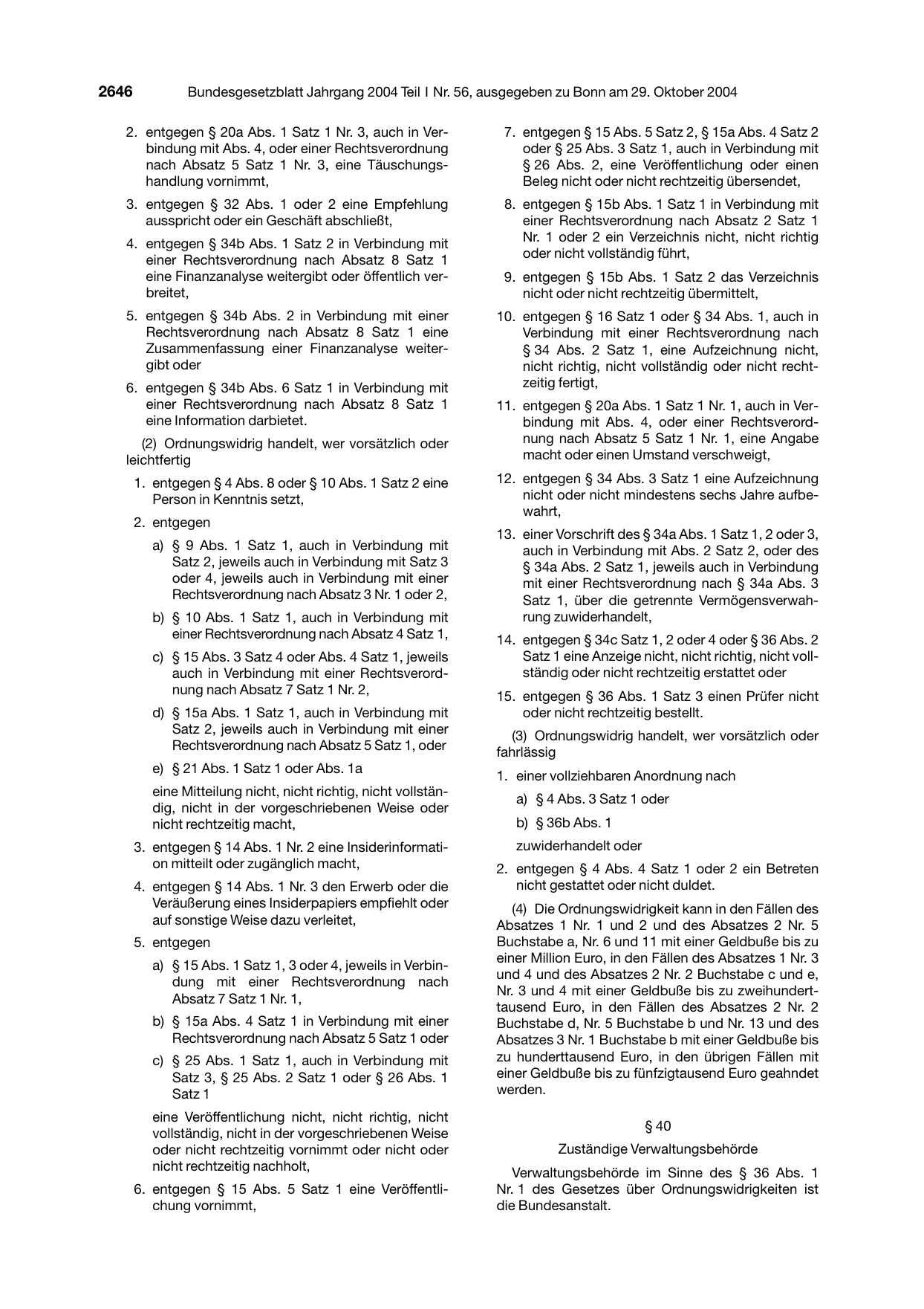 BGBl. 2004, Seite 2646 — Originalseite als Abbildung