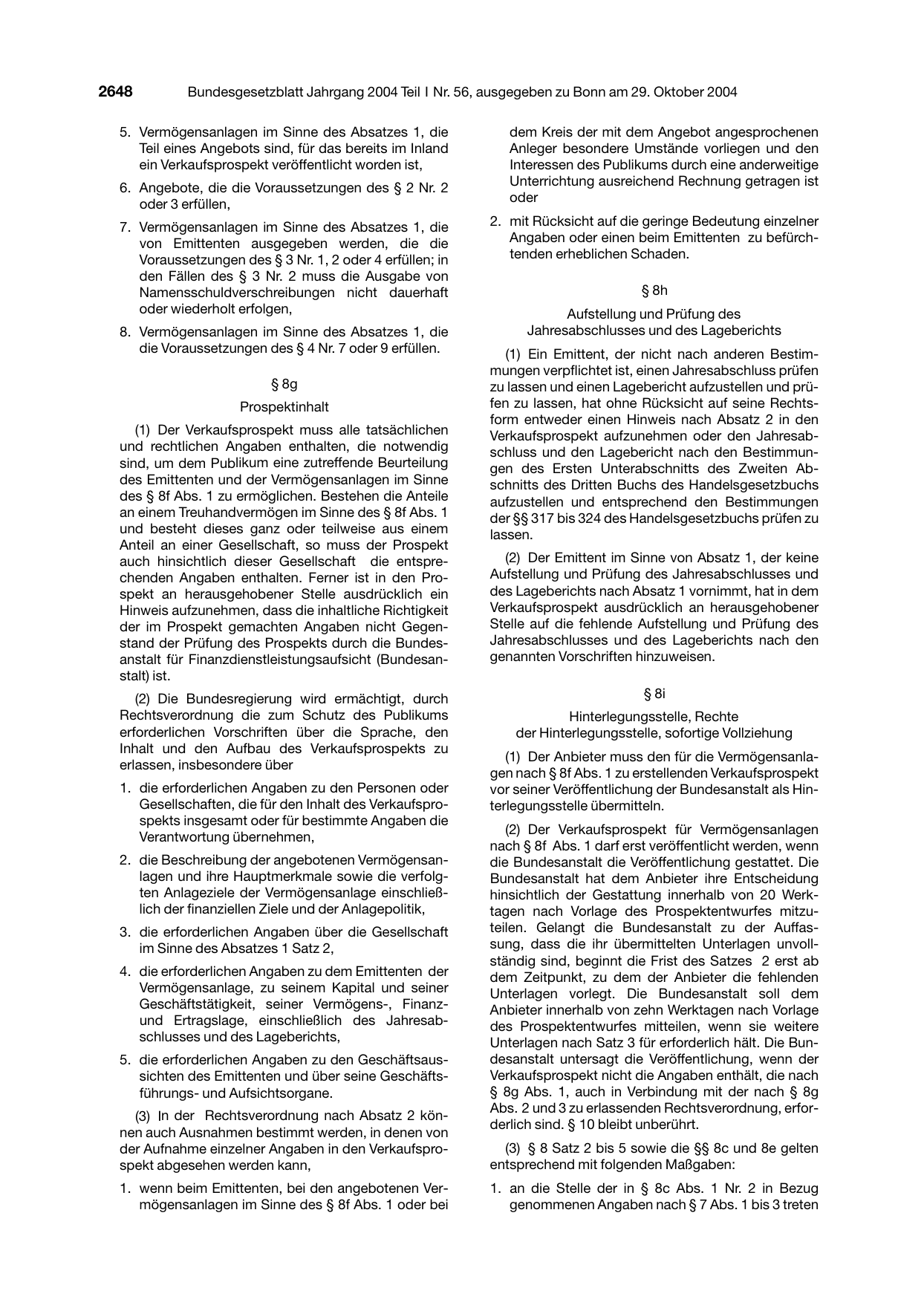 BGBl. 2004, Seite 2648 — Originalseite als Abbildung