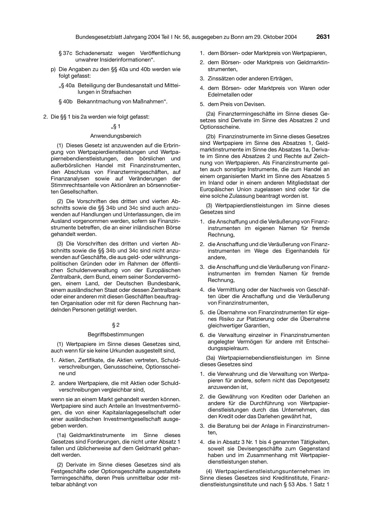 BGBl. 2004, Seite 2631 — Originalseite als Abbildung