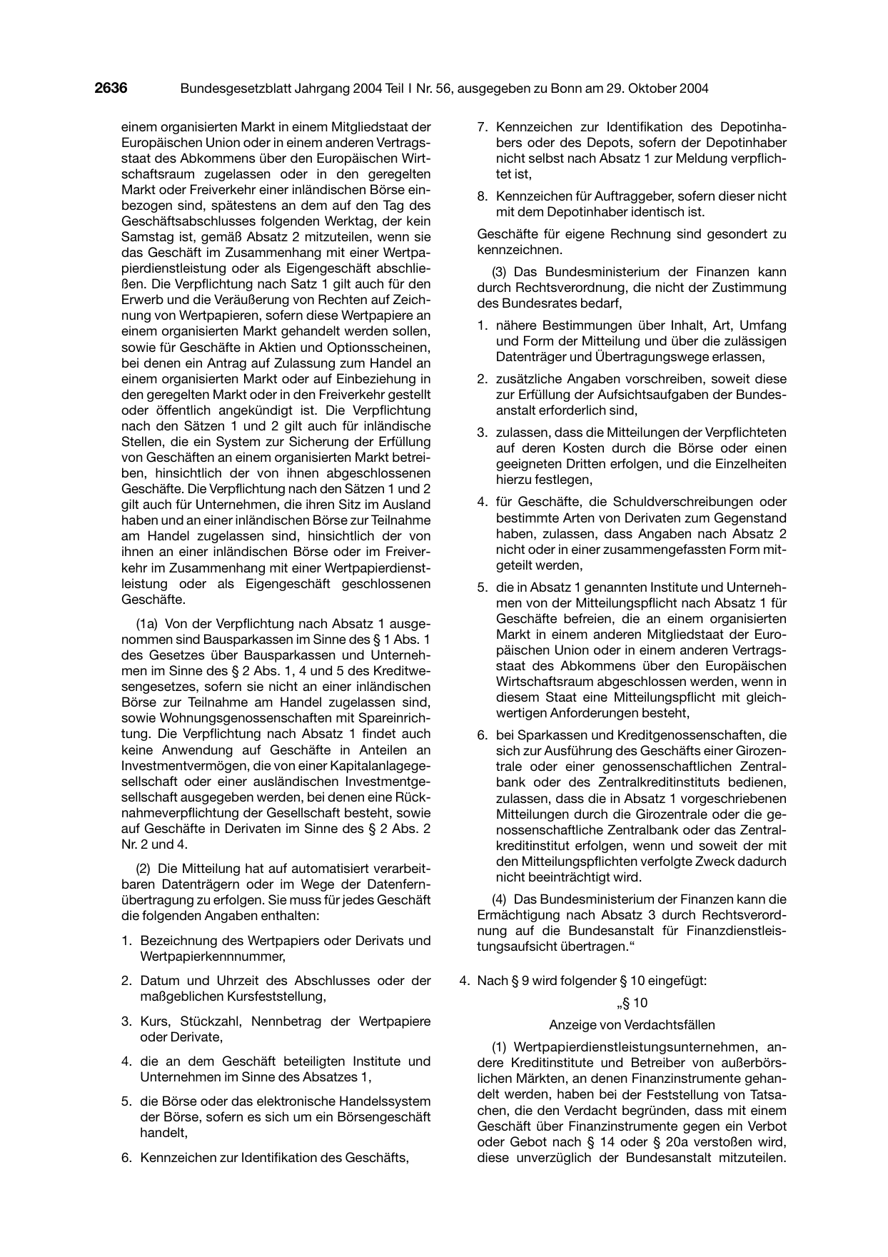 BGBl. 2004, Seite 2636 — Originalseite als Abbildung