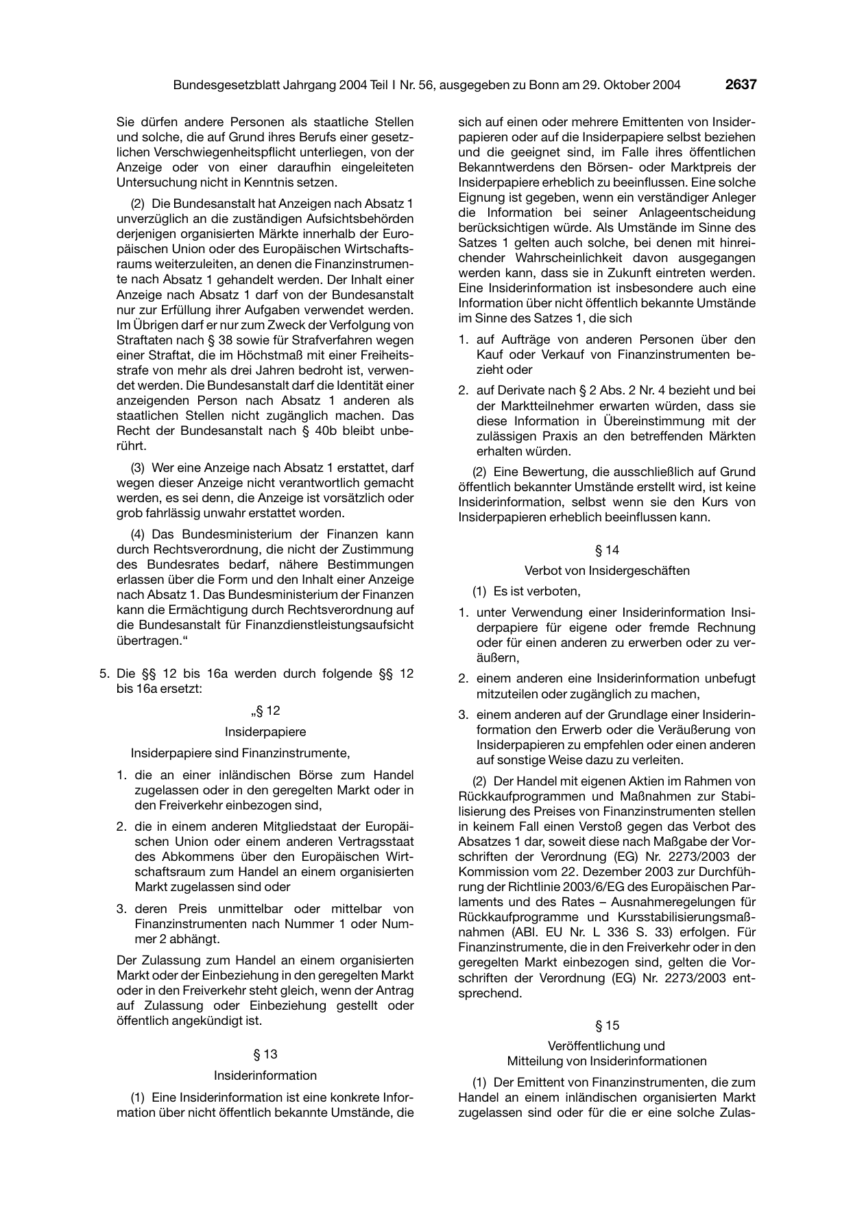 BGBl. 2004, Seite 2637 — Originalseite als Abbildung