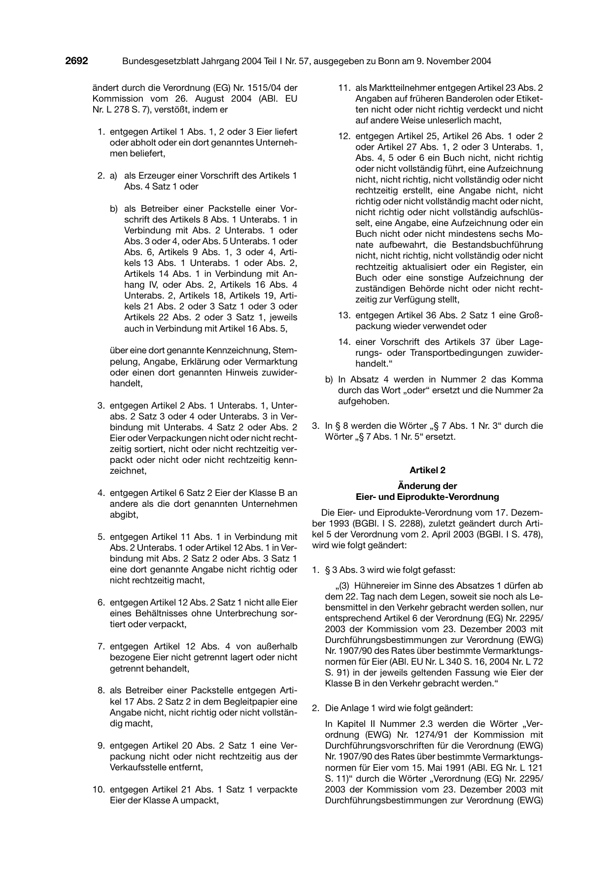 BGBl. 2004, Seite 2692 — Originalseite als Abbildung
